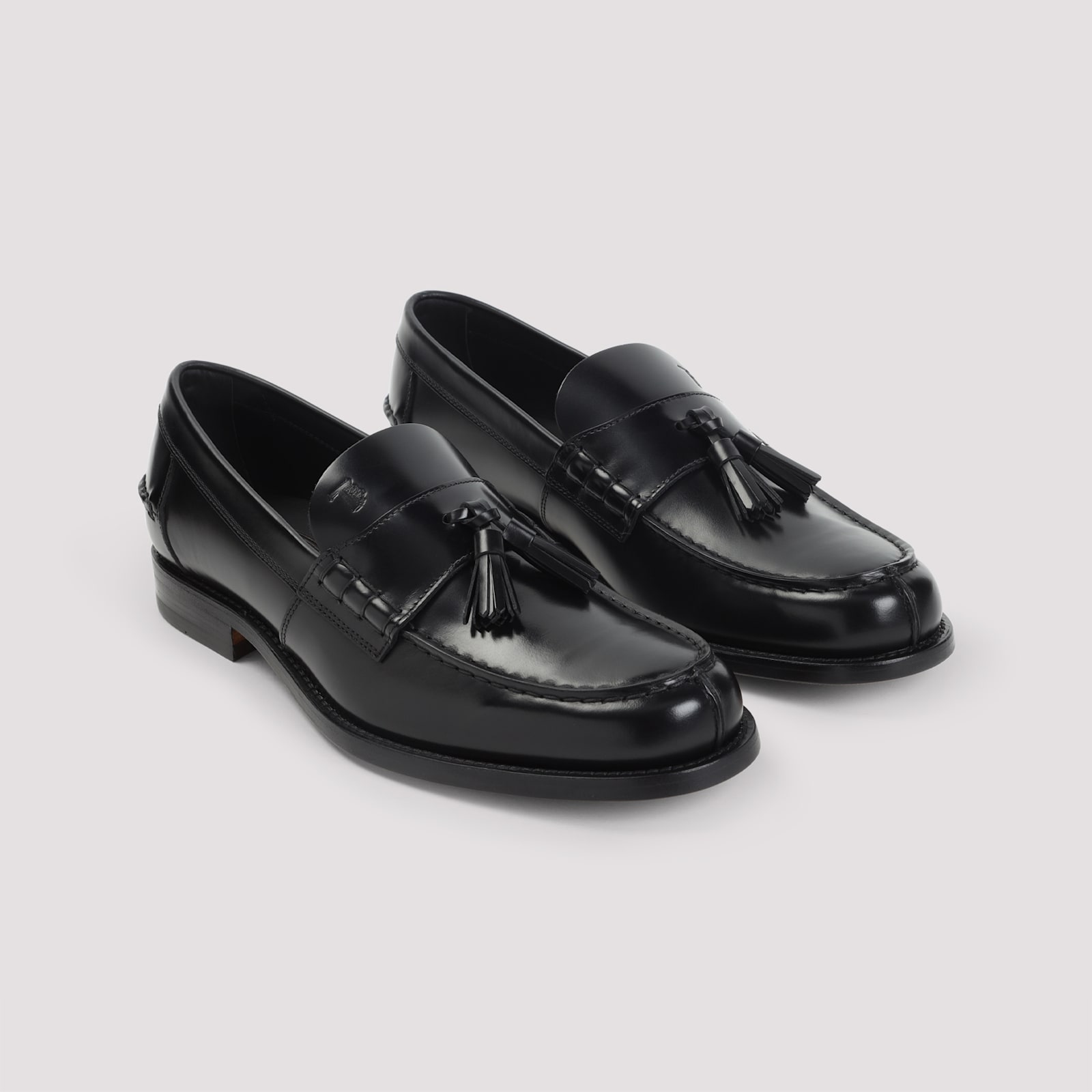 Tod's Nappa Leather Loafers With Decorative Tassel Design In Black