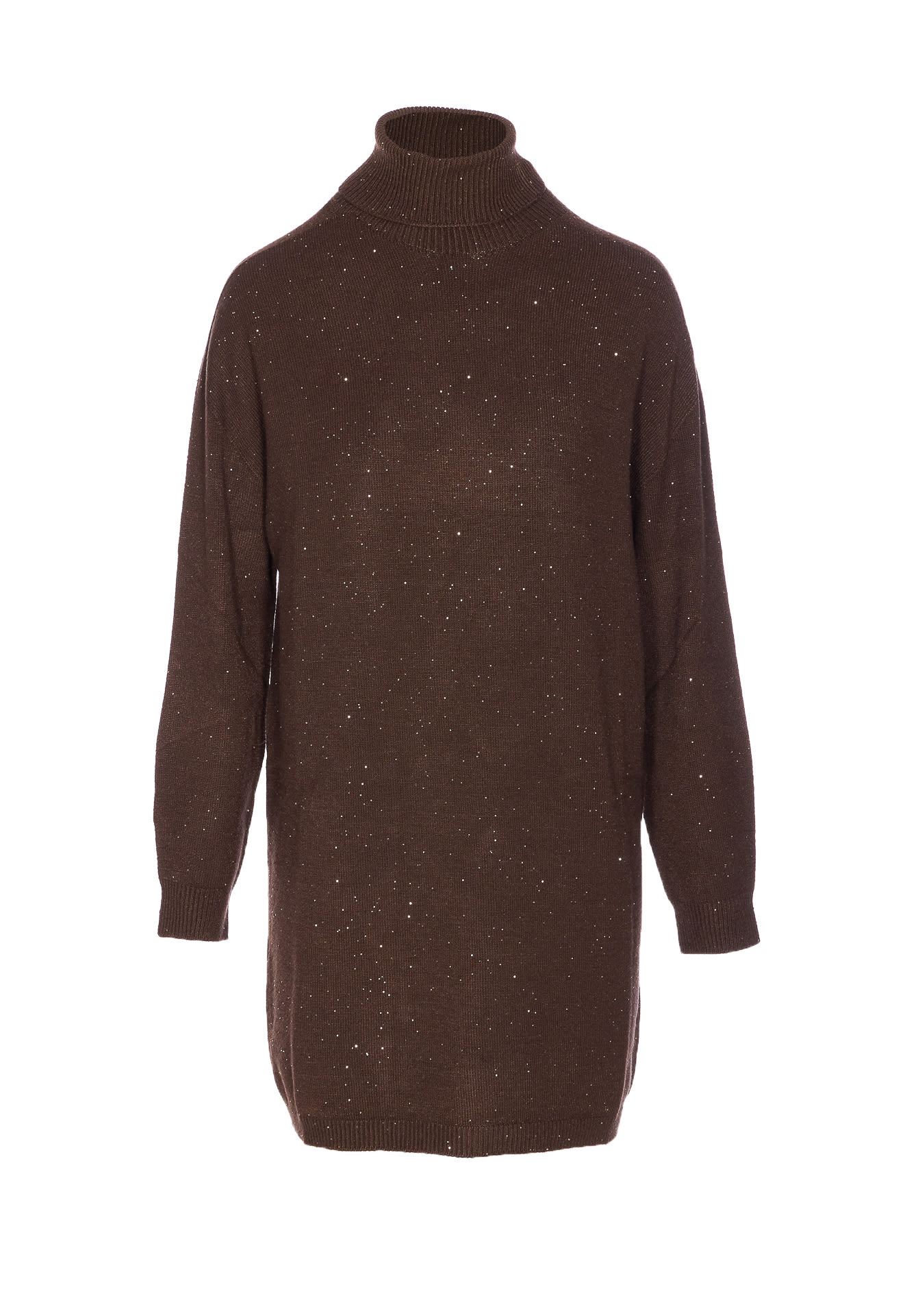 Liu •jo Sequined High Neck Midi Dress In Brown