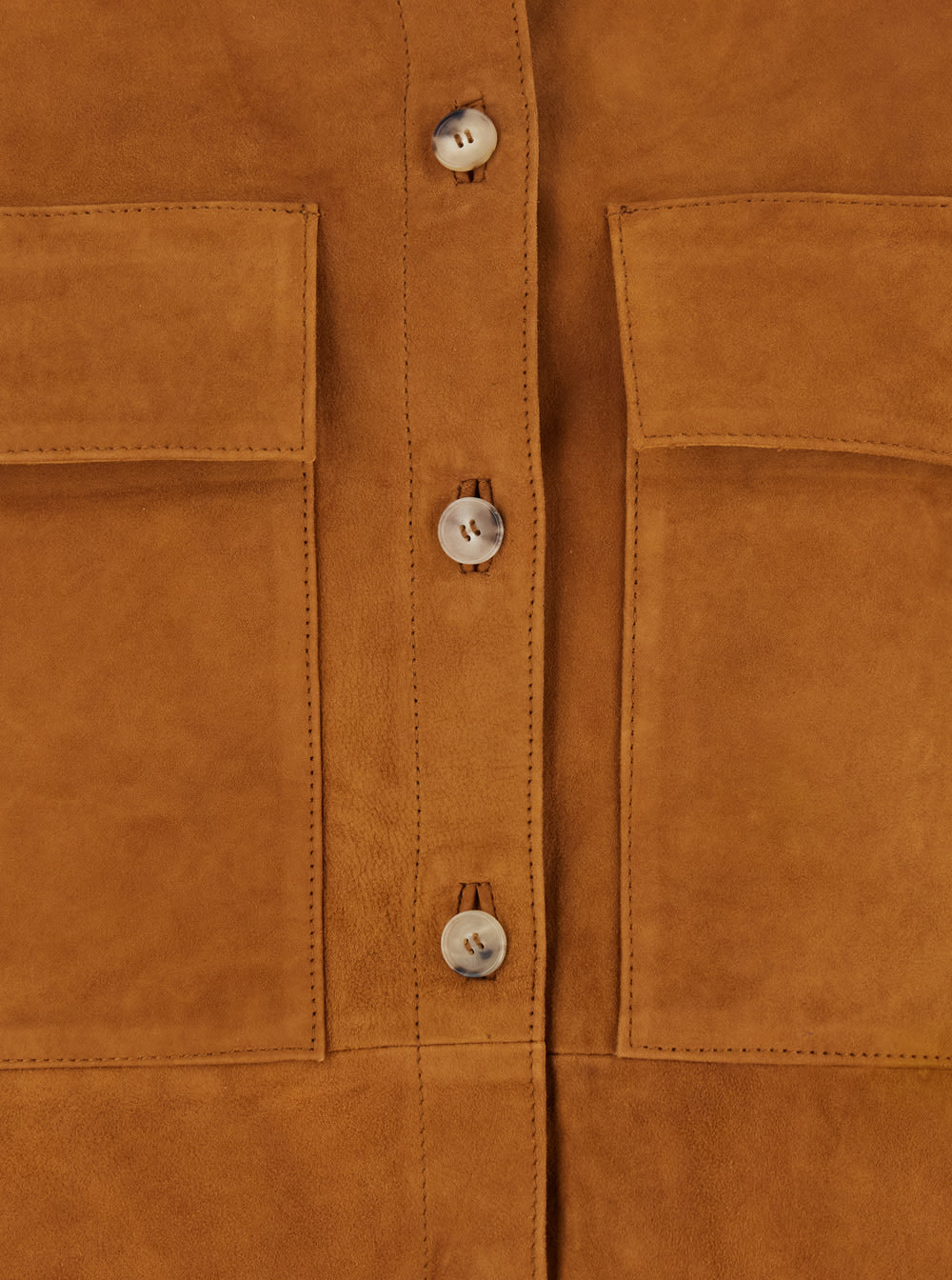 Tela Brown Jacket With Classic Collar In Suede Woman In Brown