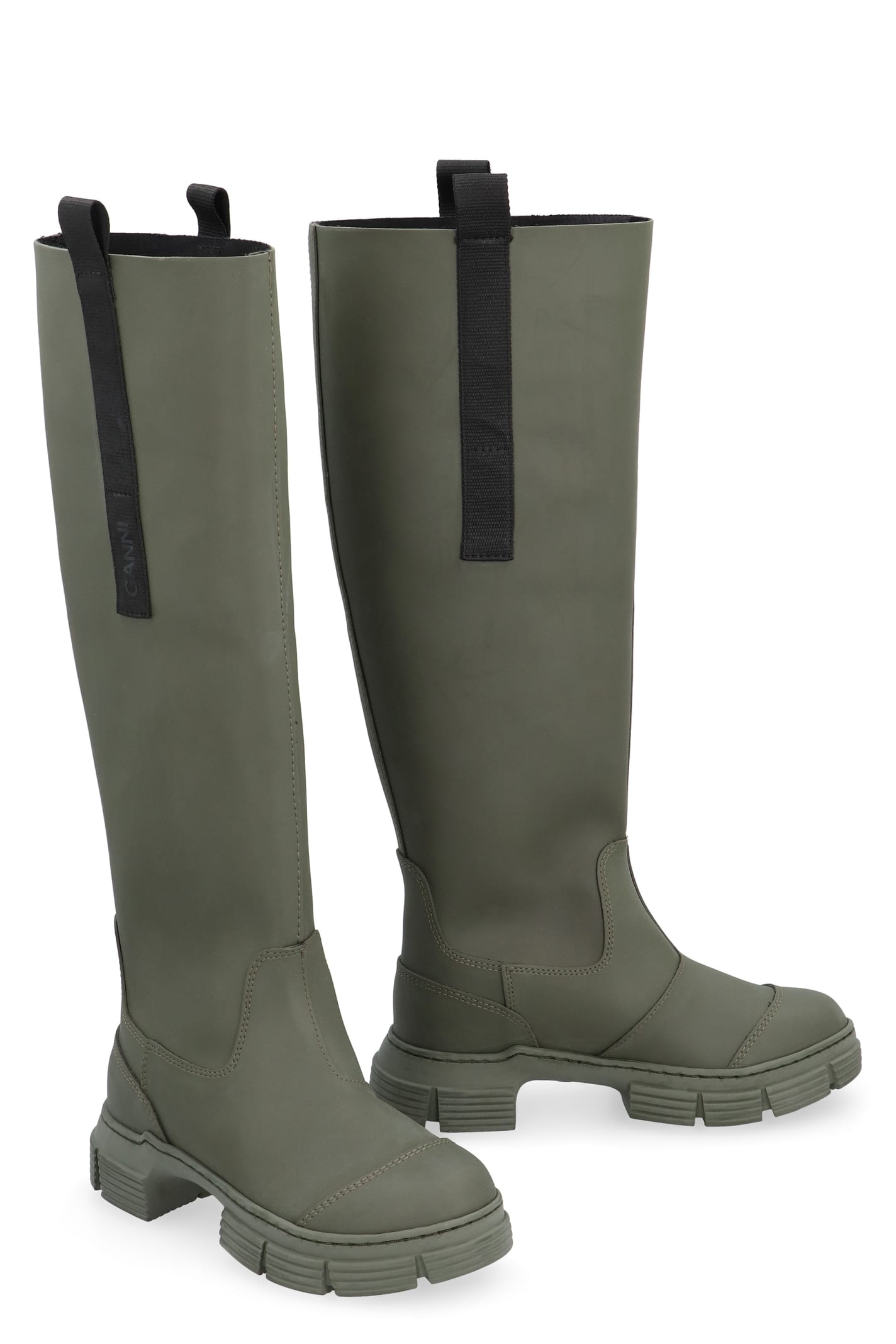 Shop Ganni Country Rubber Boots In Green