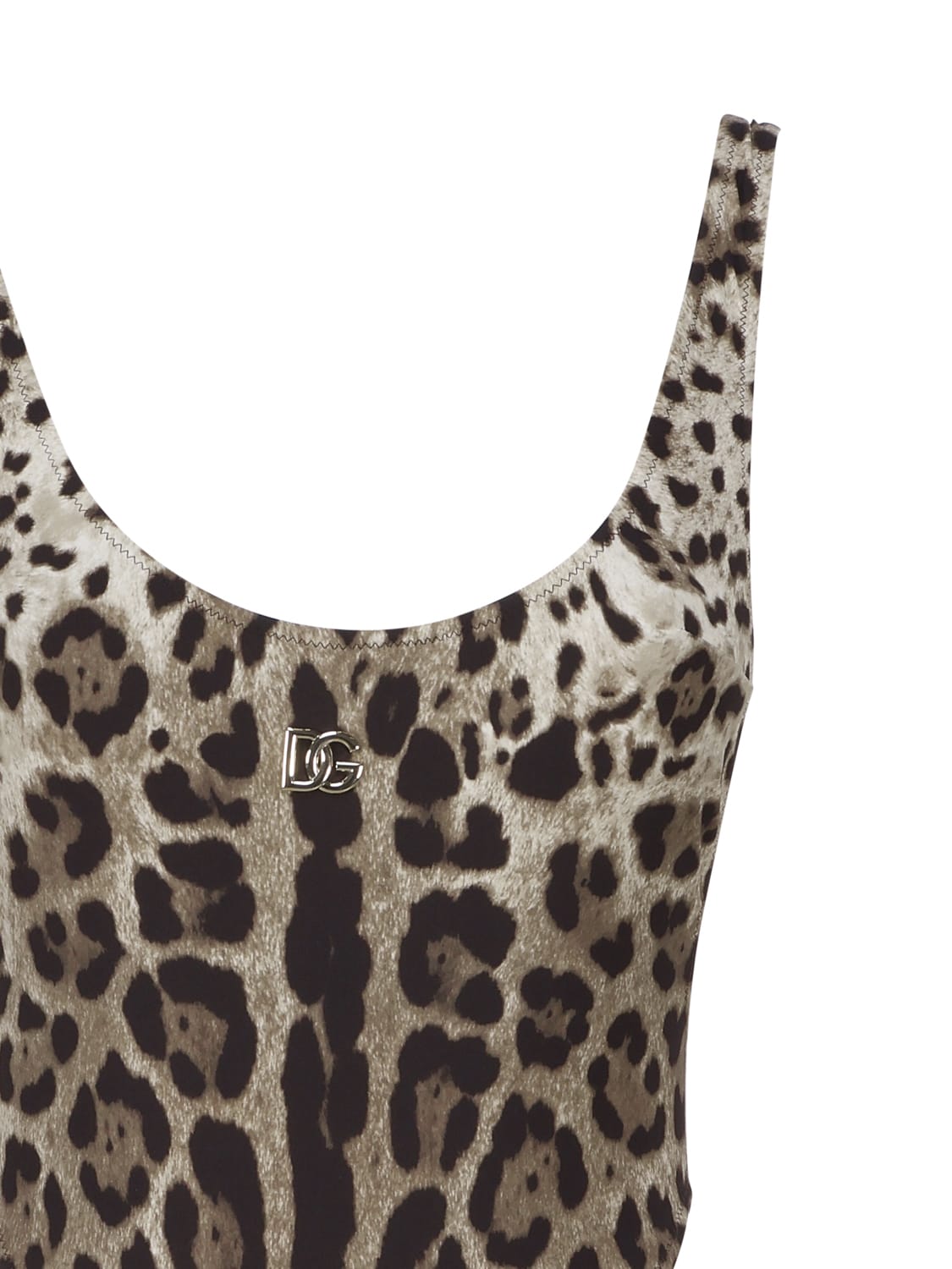 Shop Dolce & Gabbana Leopard Print One-piece Swimsuit With Cut-out