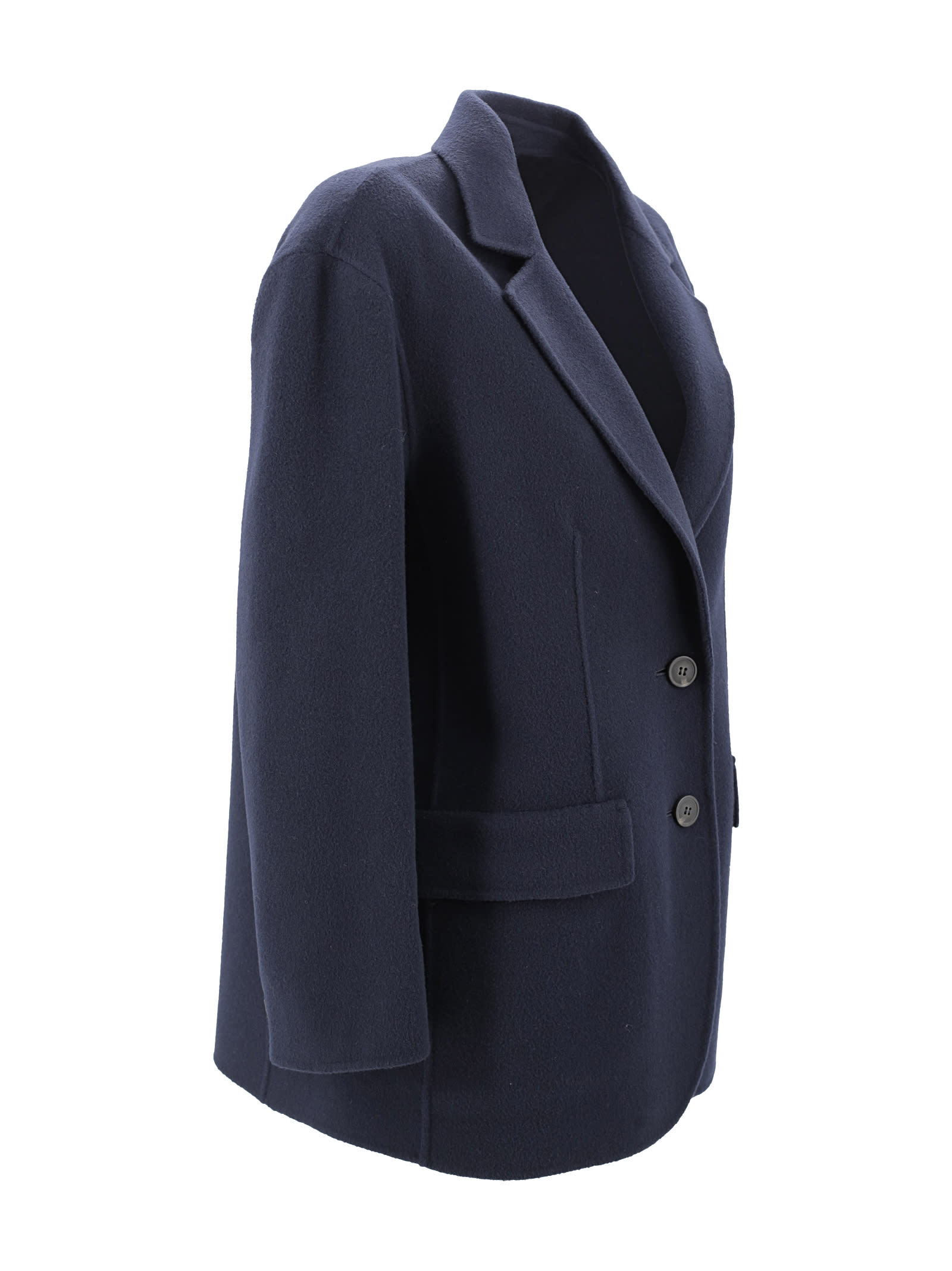 Shop Weekend Max Mara Wool-blend Gabardine Over Blazer In Blu