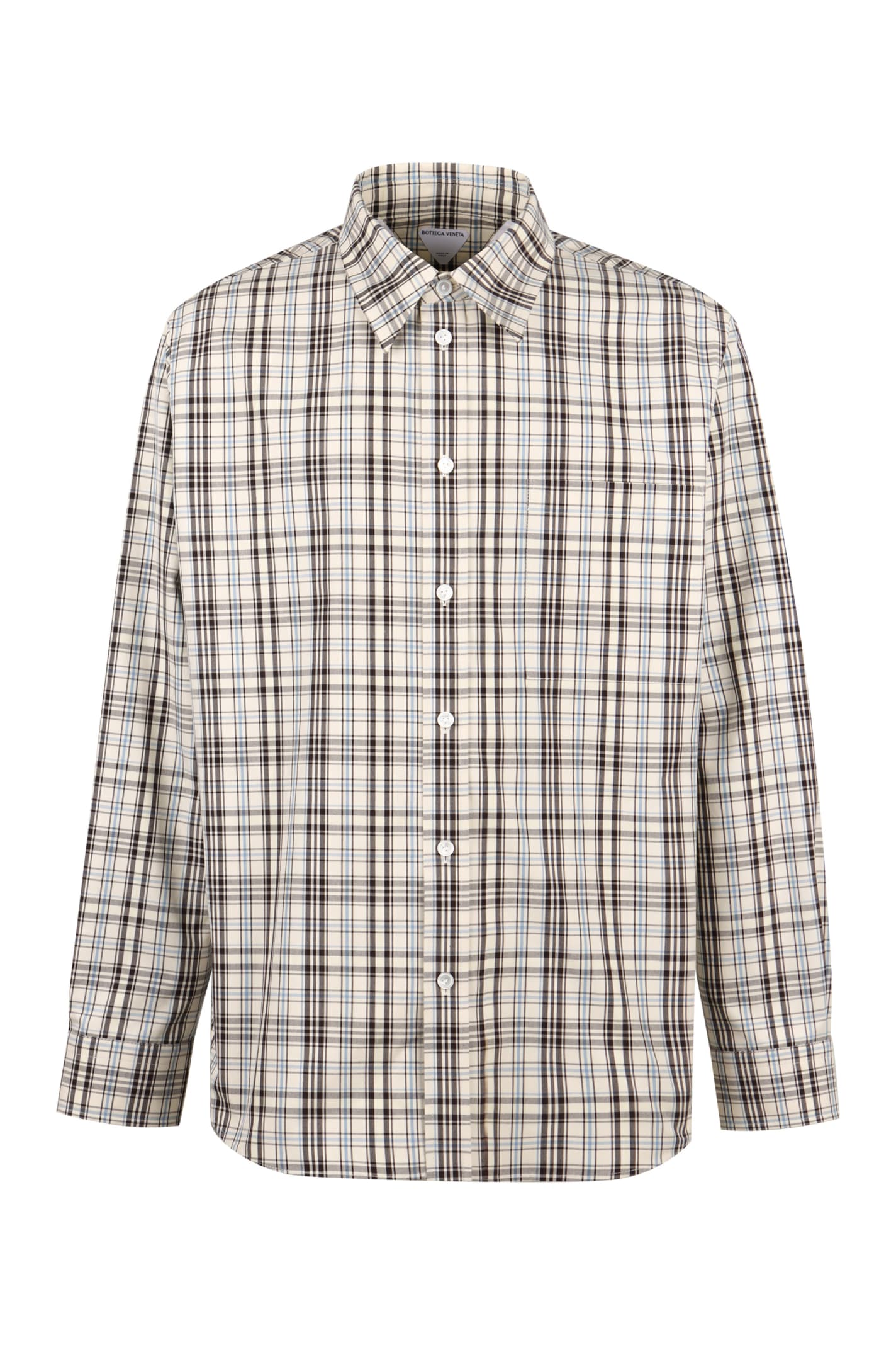 Shop Bottega Veneta Checked Cotton Shirt In Bianco