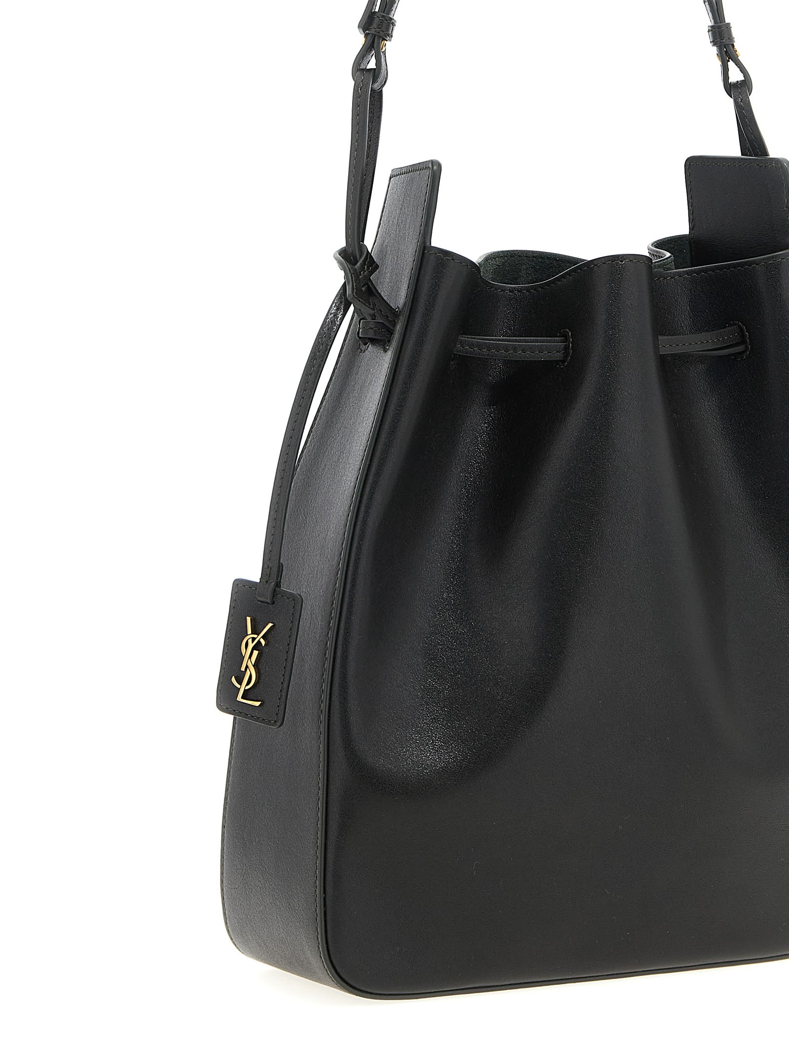 Saint Laurent Large Leather Bucket Bag Crossbody Bags Green