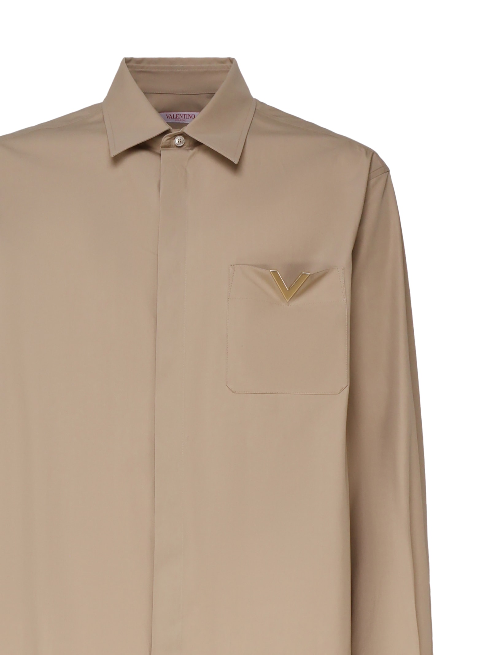 Shop Valentino Cotton Shirt In Dune