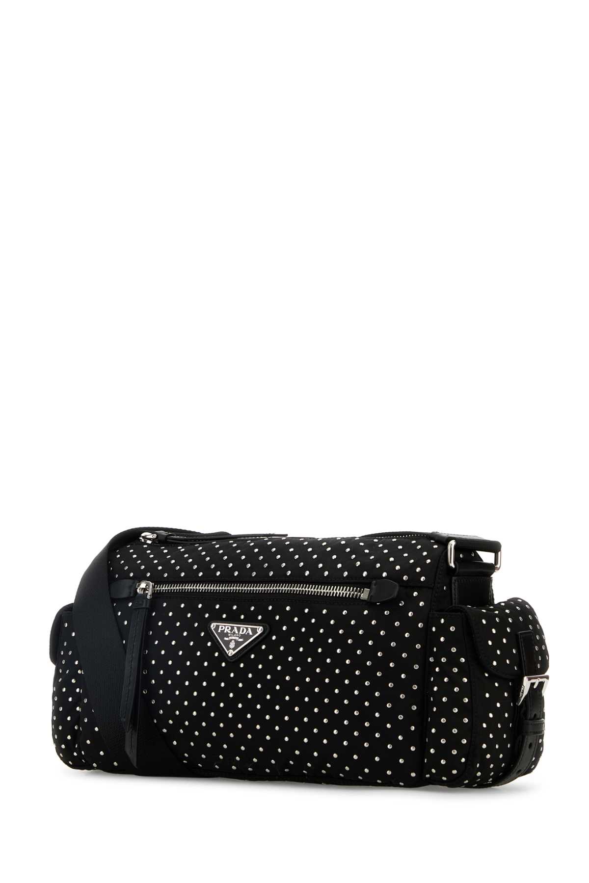 Prada Studded Re-nylon Crossbody Bag In Nero