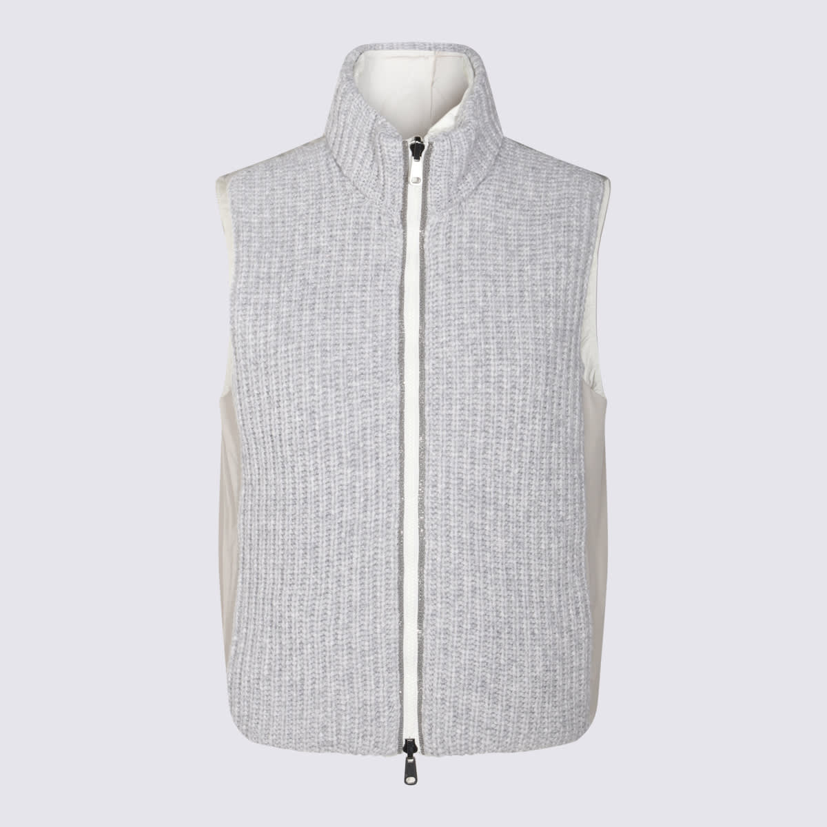 Shop Brunello Cucinelli Grey Wool Knitwear In Ciottolo+geyser+bianco Lana