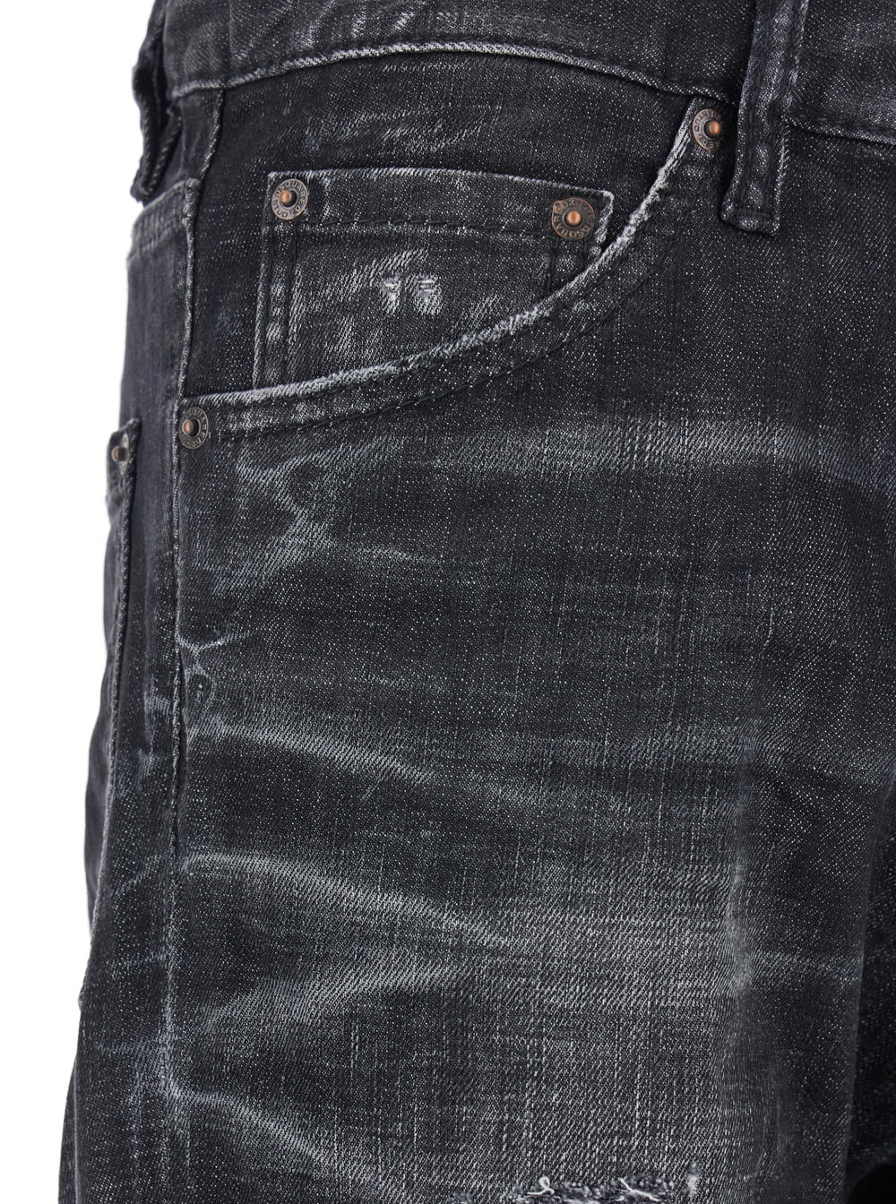 Dsquared2 Cool Gut Black Jeans With Belt Loops And Faded Effect In Denim Man