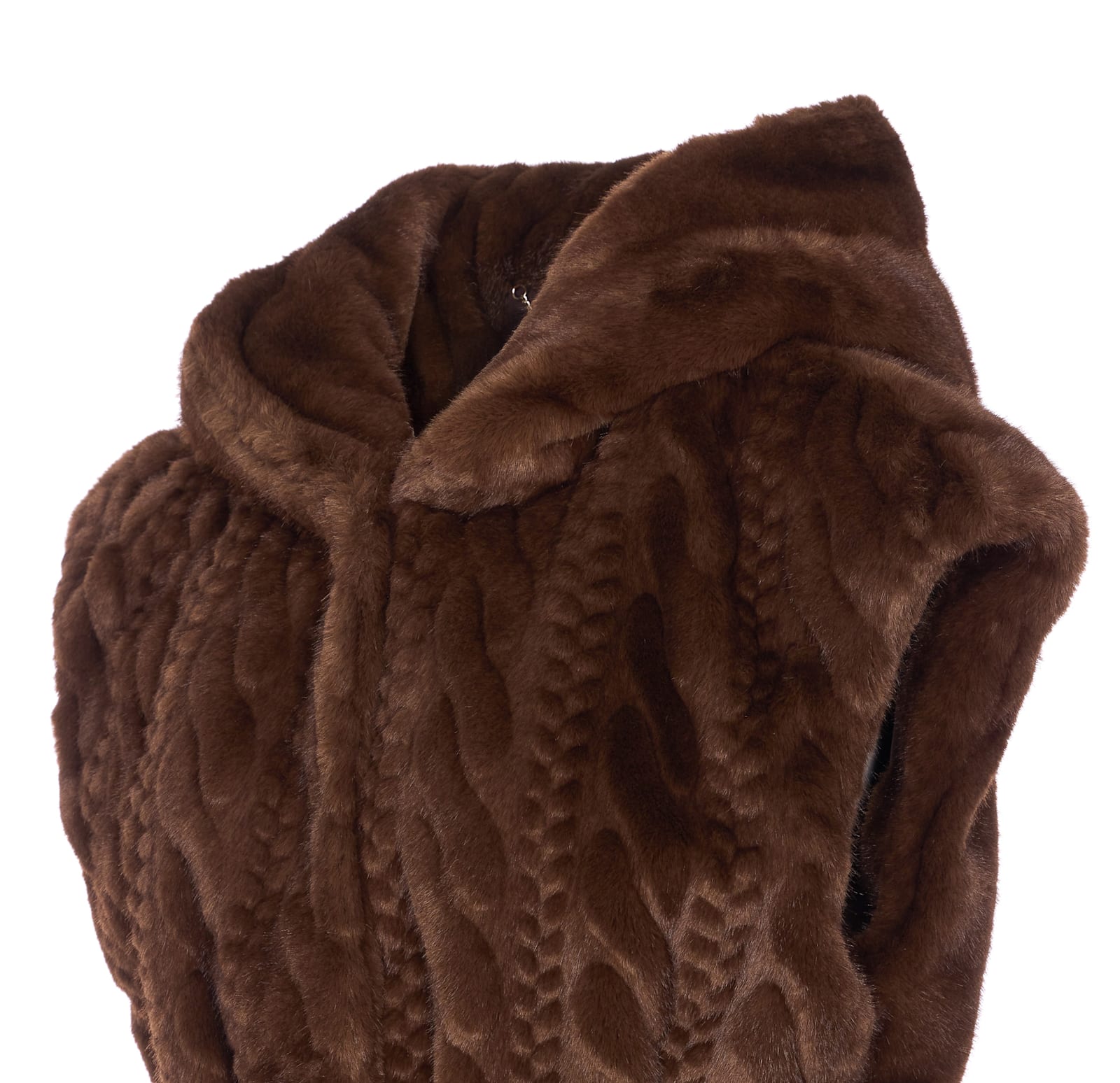 Liu •jo Faux Fur Vest In Neutral