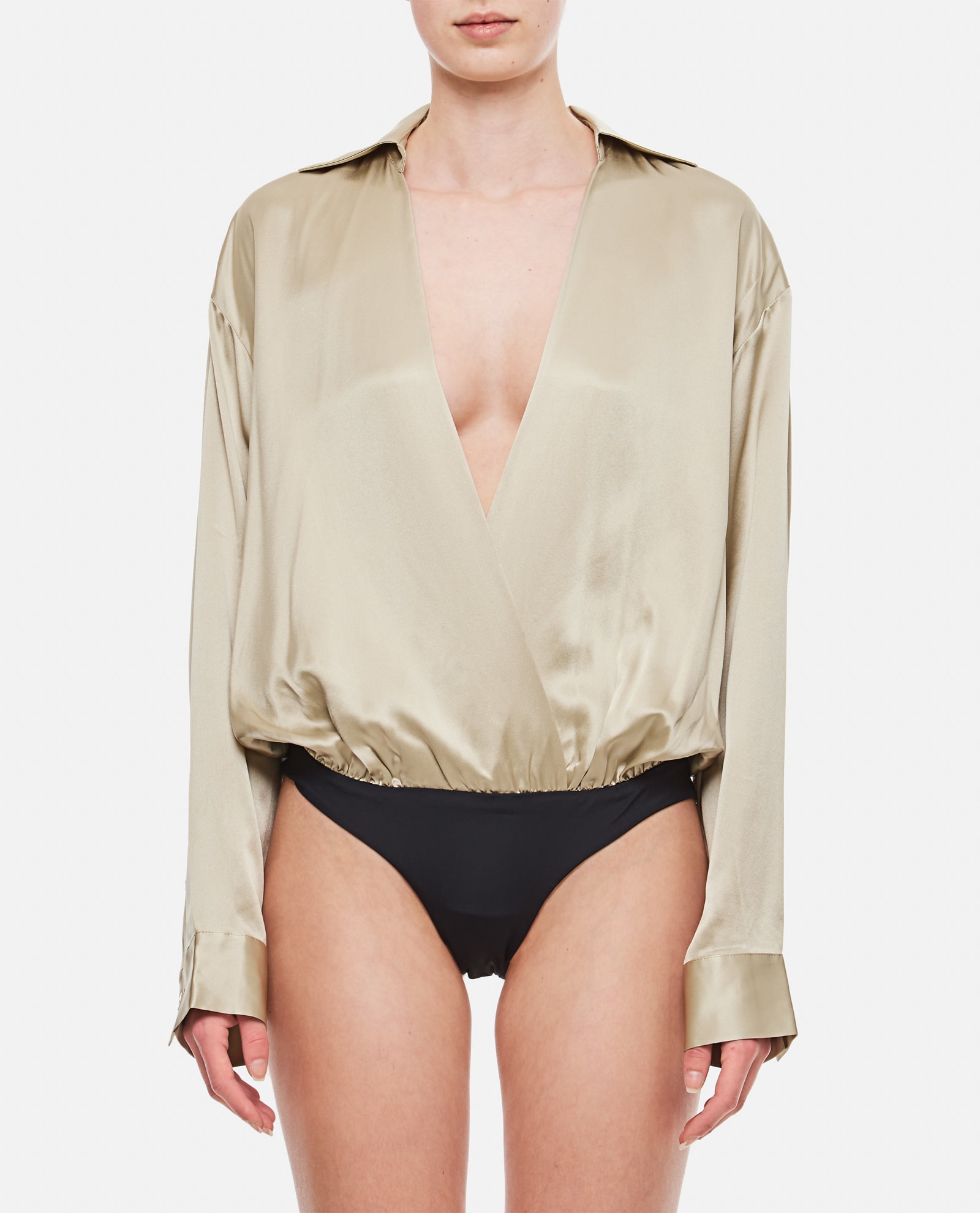 Silk Satin Shirt Bodysuit