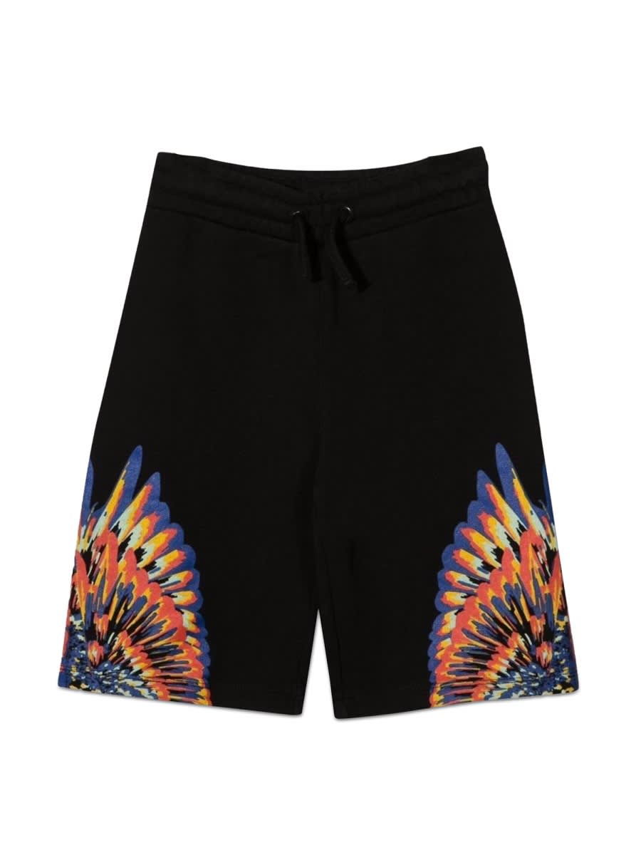 Shop Marcelo Burlon County Of Milan Tempera Wings Sweatshort In Black