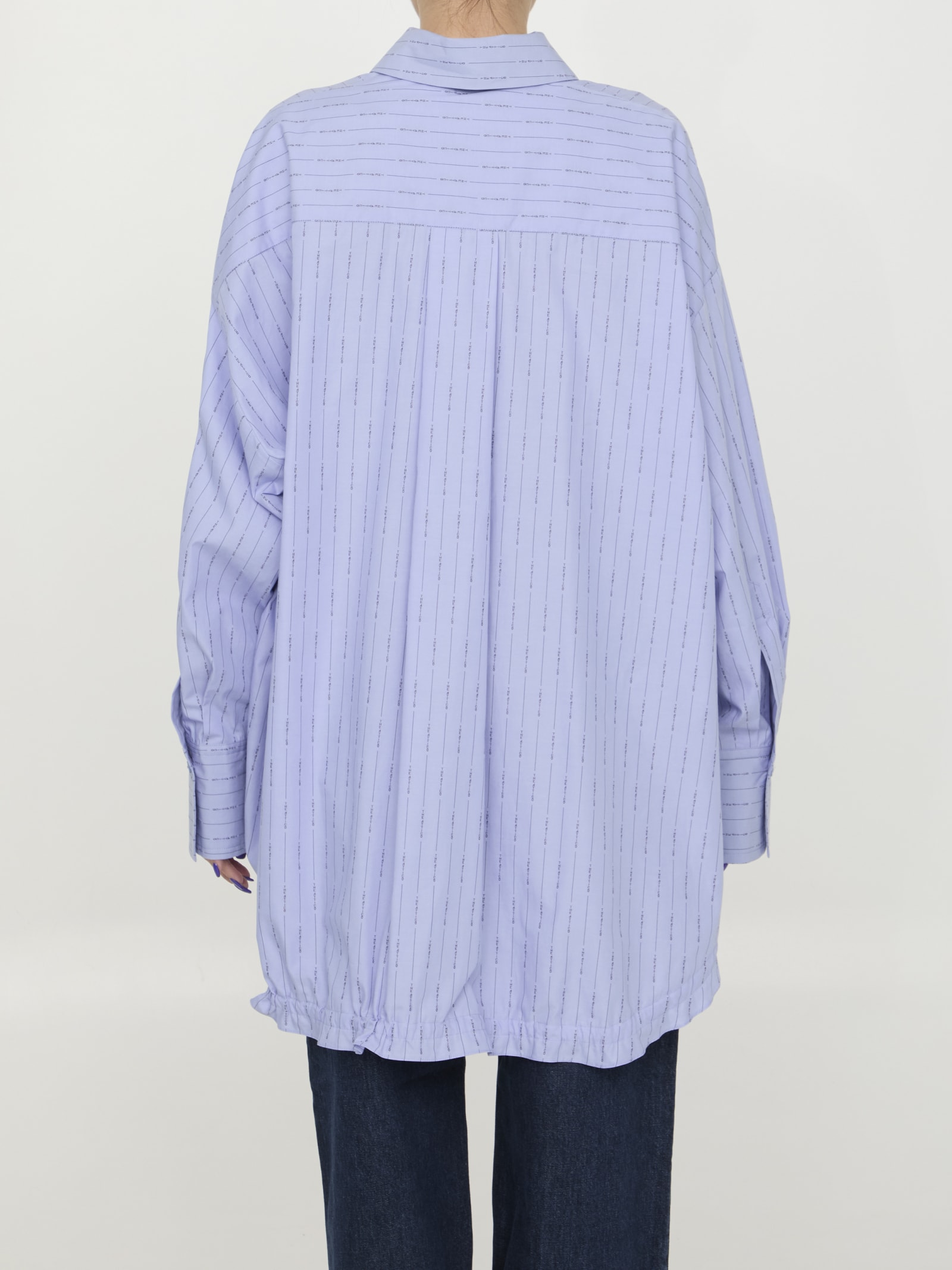 Shop Attico Striped Cotton Shirt In Light Blue