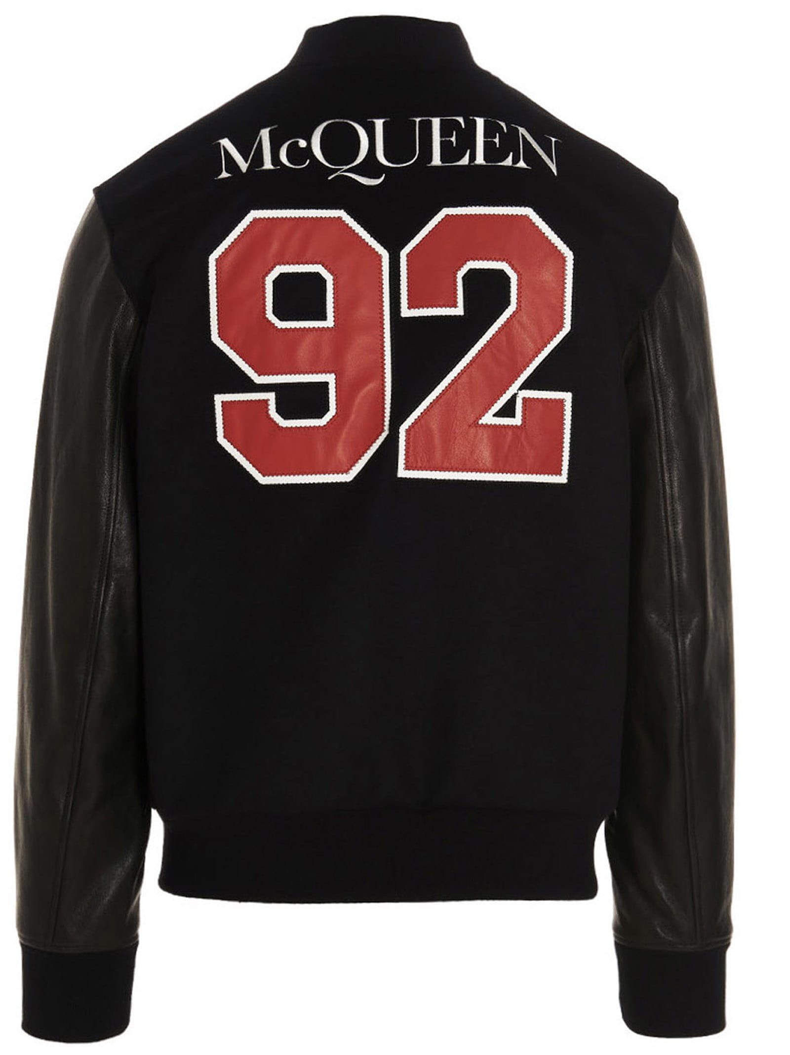 Alexander Mcqueen Logo-embroidered Varsity Jacket In Black