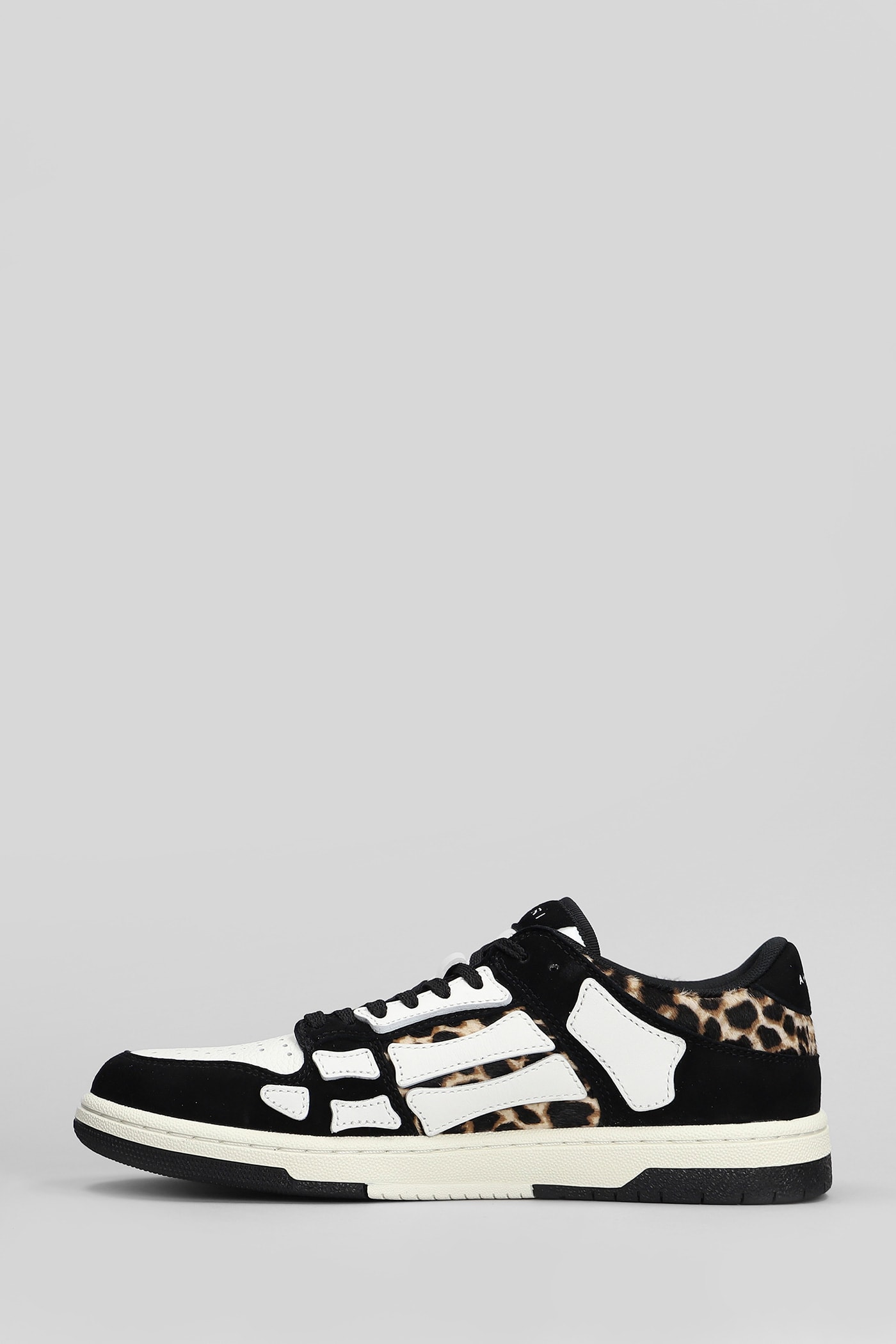 Shop Amiri Leopard Skel Top Low Sneakers In Black Leather