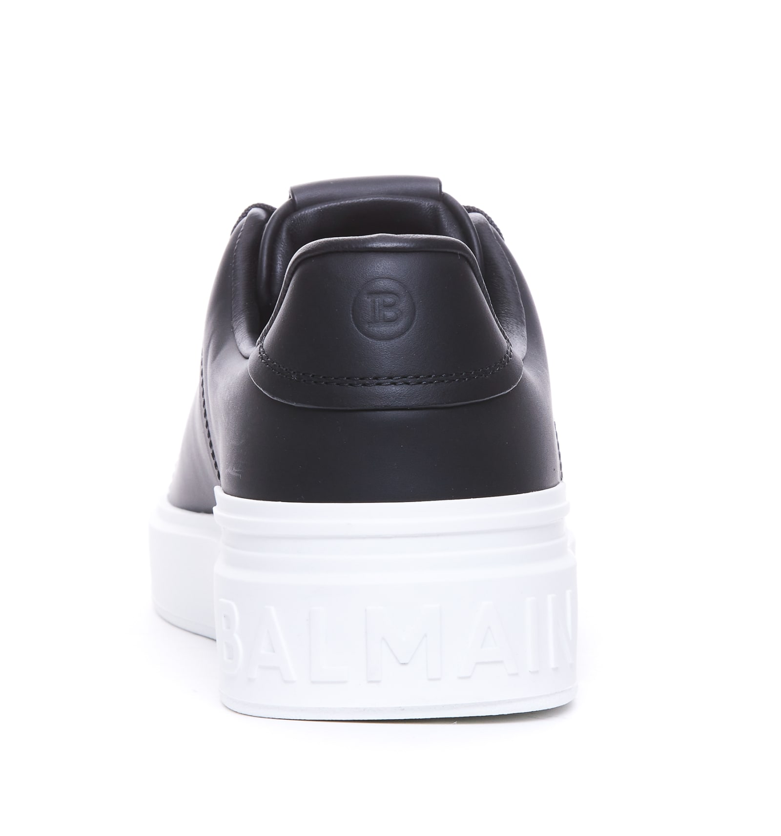 Shop Balmain B-court Leather Sneakers In Black