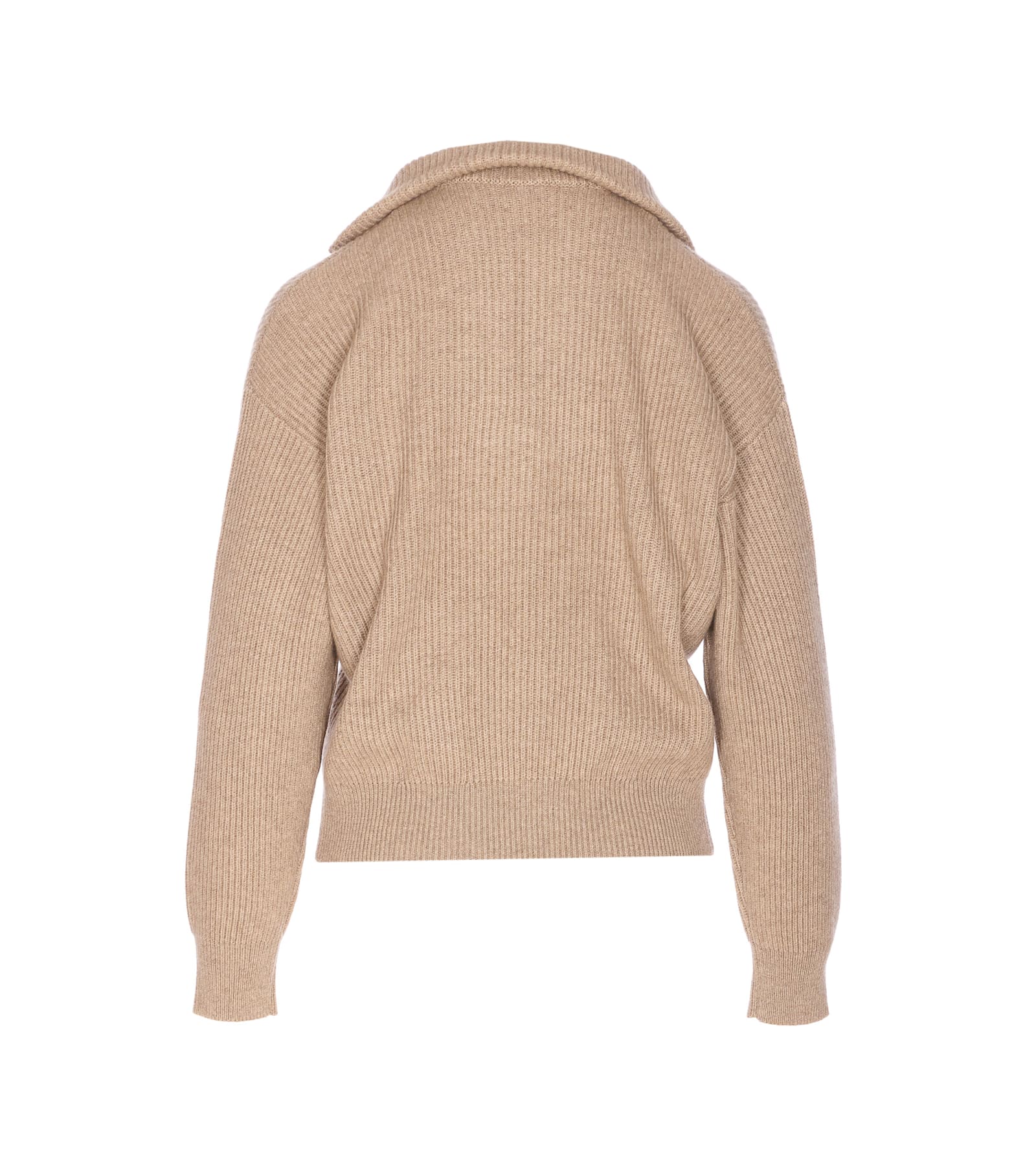 Brunello Cucinelli Sweater With Monile Detail In Nude