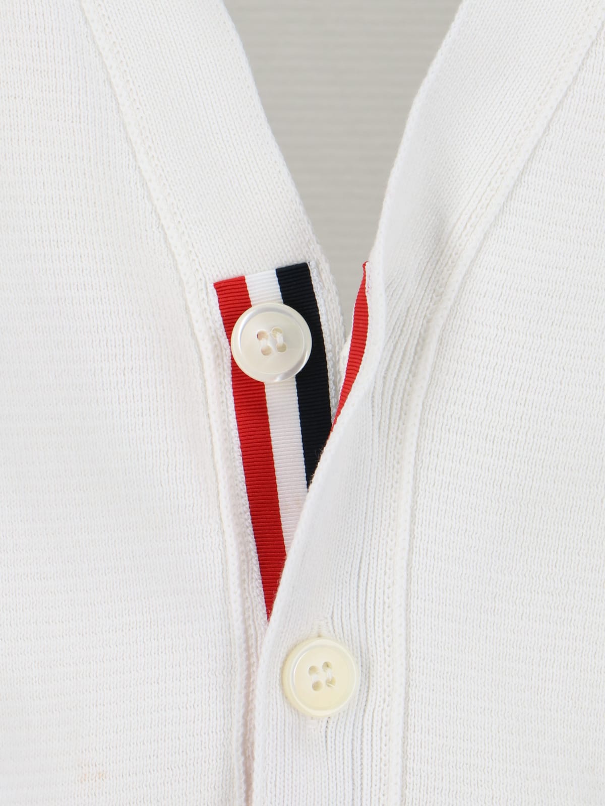 Shop Thom Browne Tricolor Detail Cardigan In White