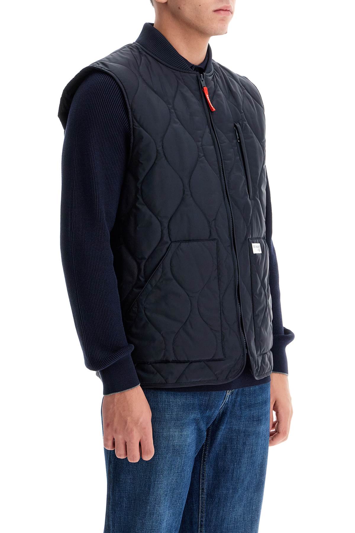 Fay Quilted Nylon Vest In Blue