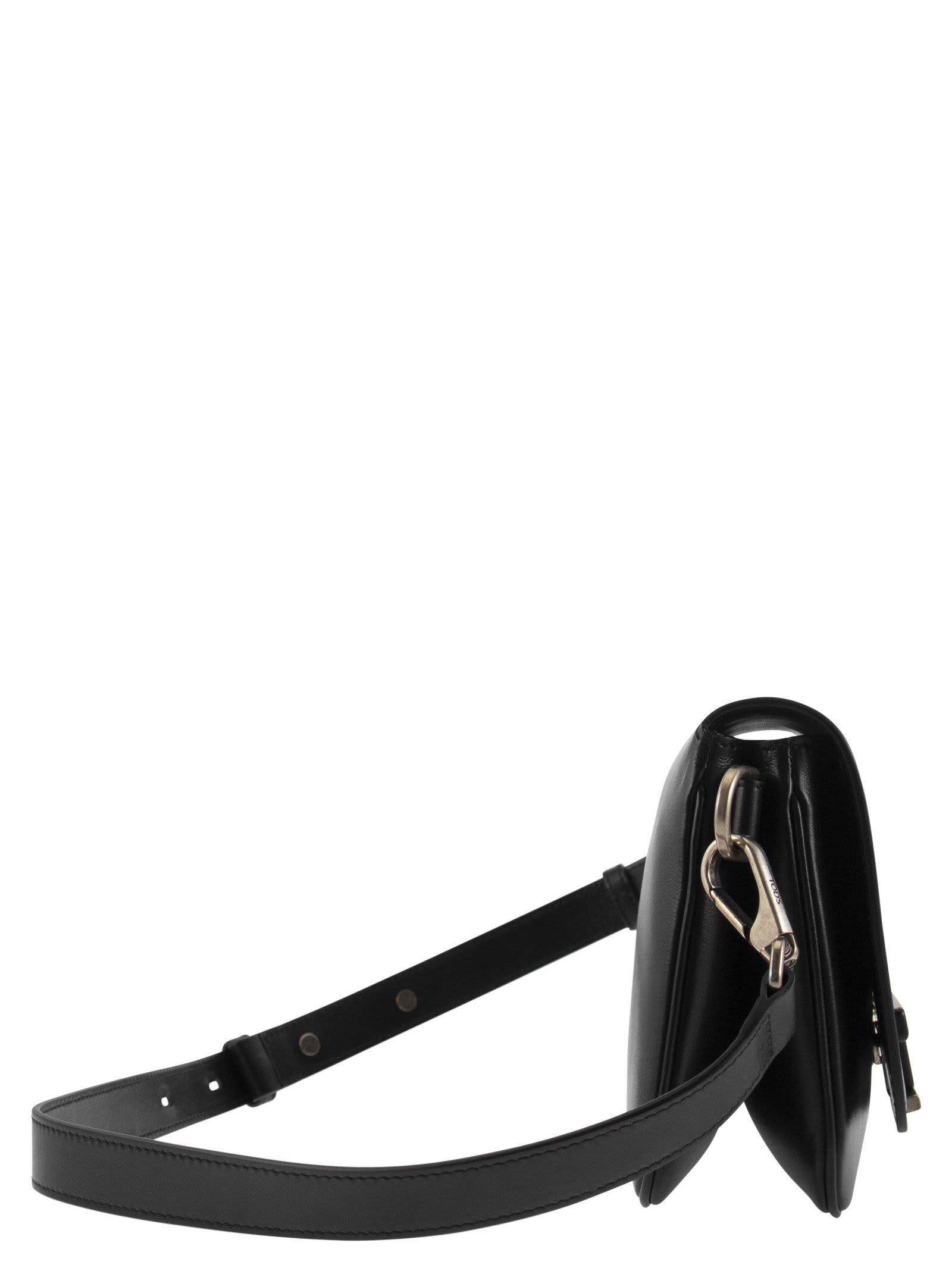 Shop Tod's T Timeless Leather Mini Bum Bag In Black