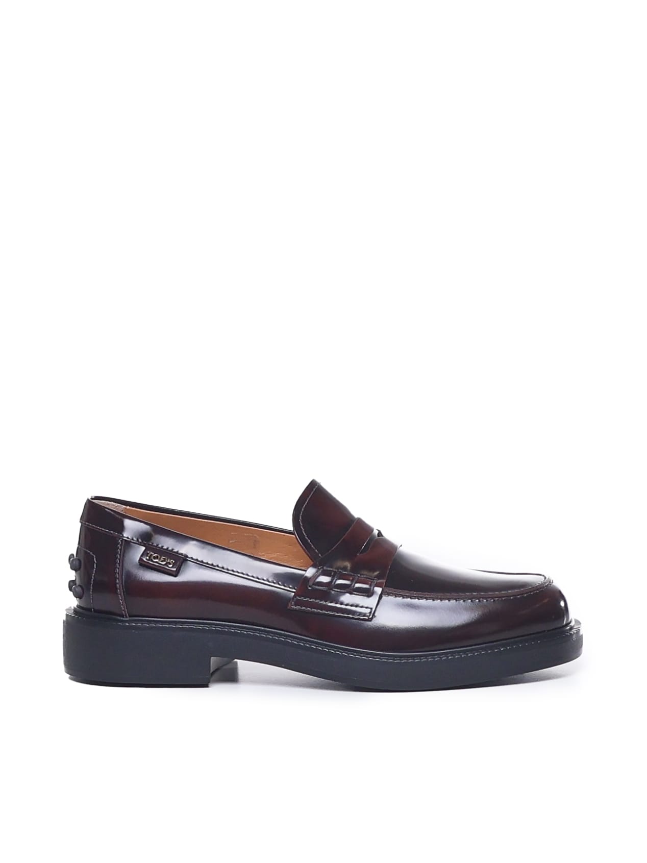 Shop Tod's Patent Leather Loafers In Mosto