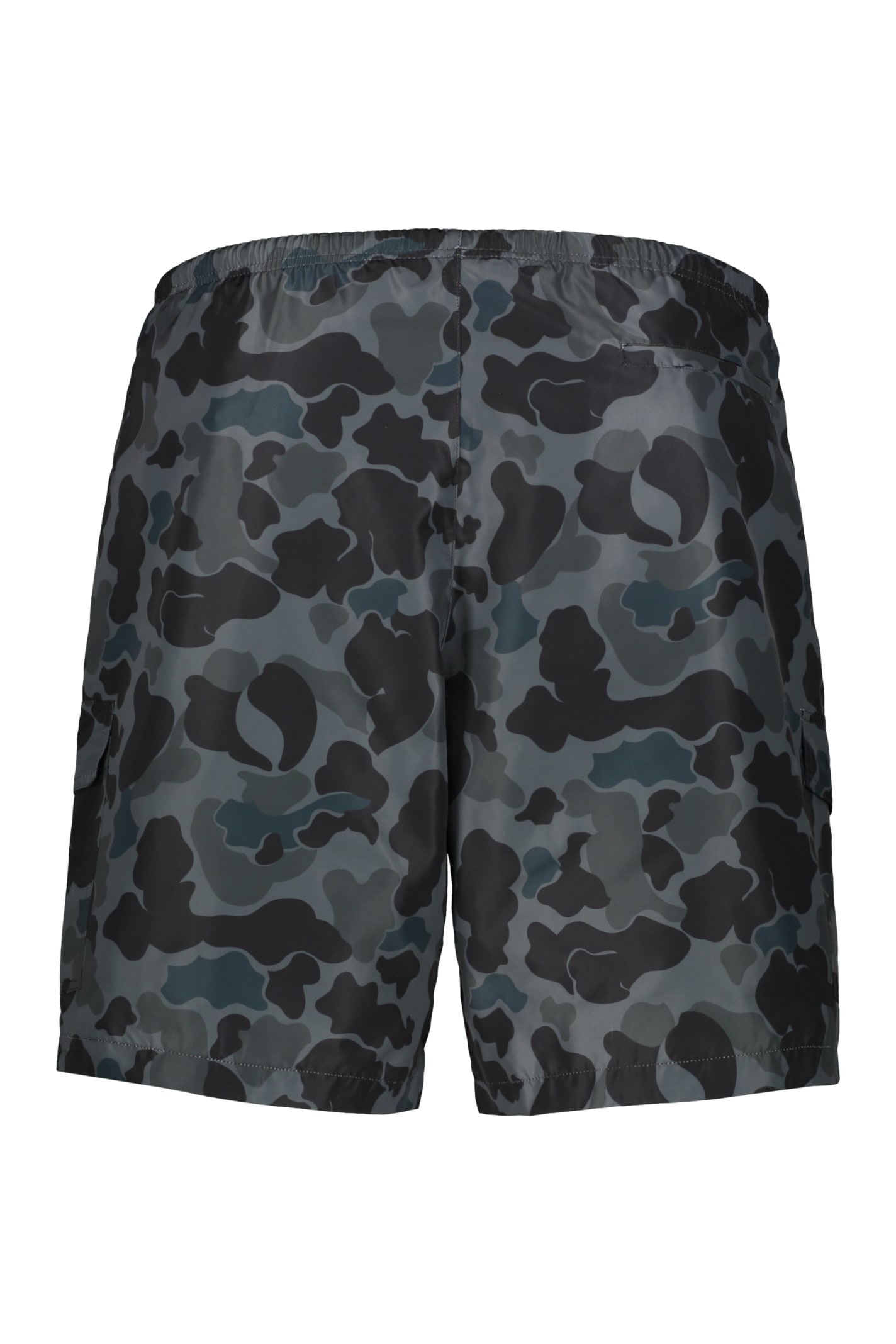 Shop Palm Angels Printed Swim Shorts In Black