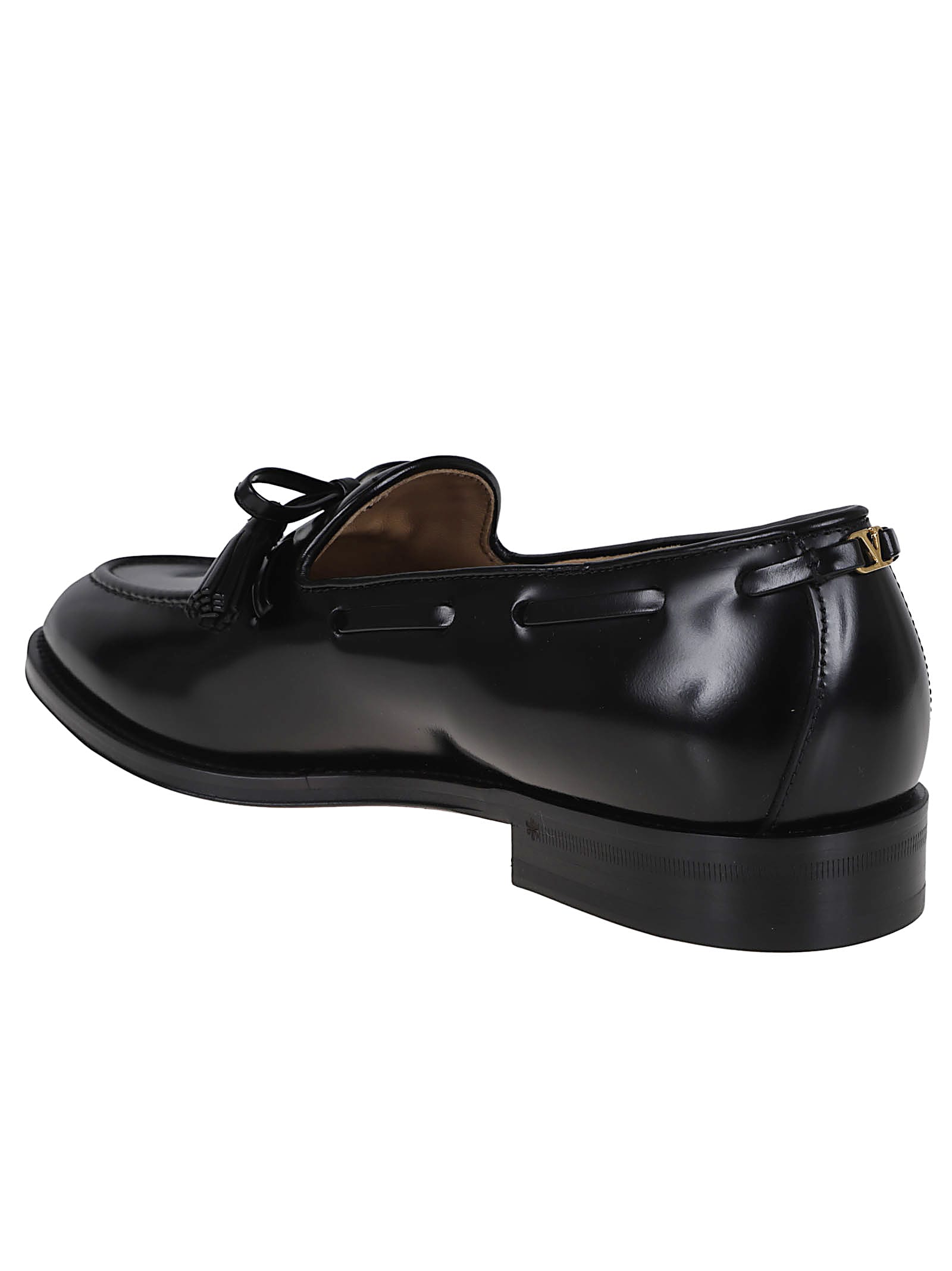 Valentino Bowshire Loafers In Polished Calfskin In Black