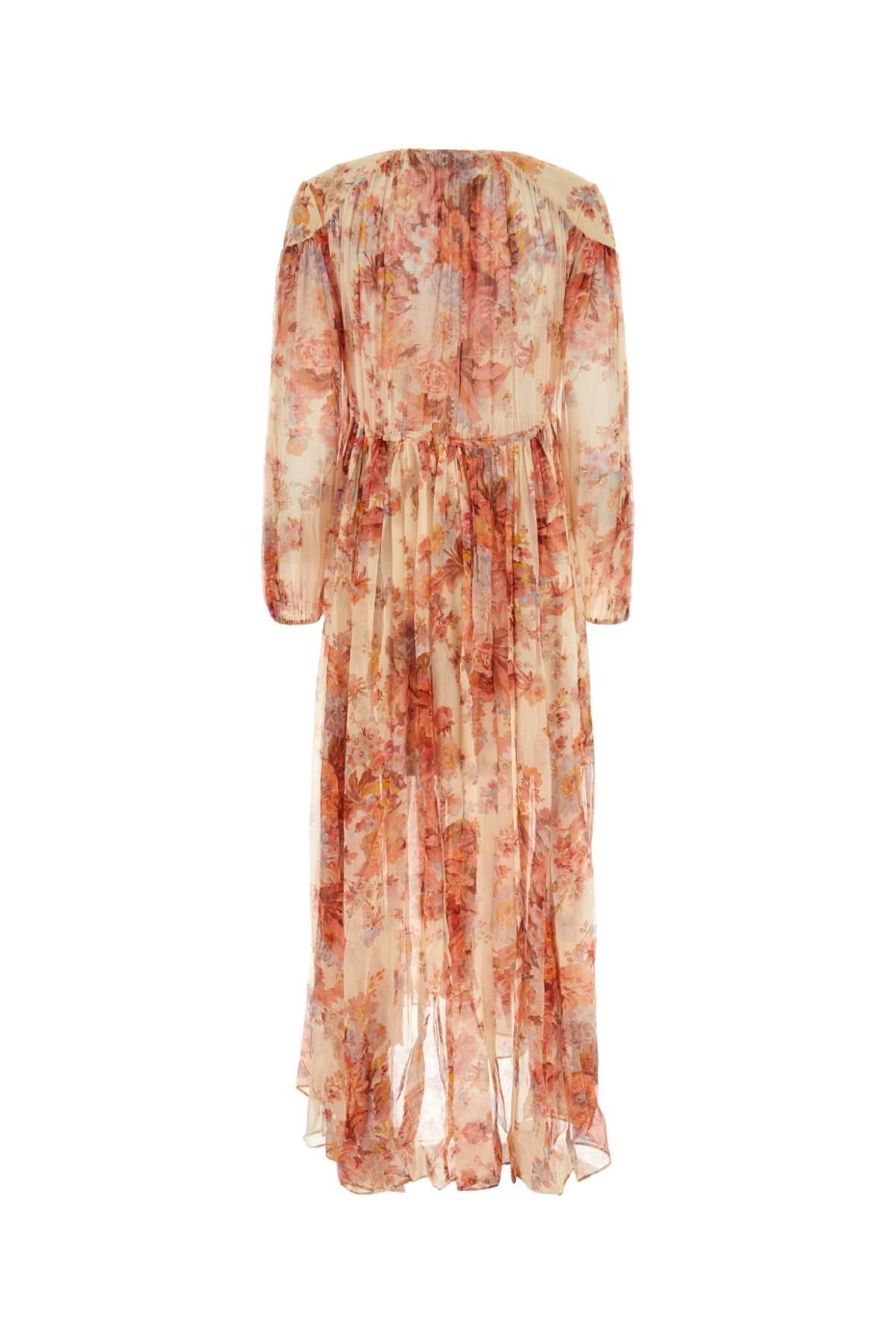 Shop Zimmermann Printed Stretch Polyester Devi Dress In Creamfloral