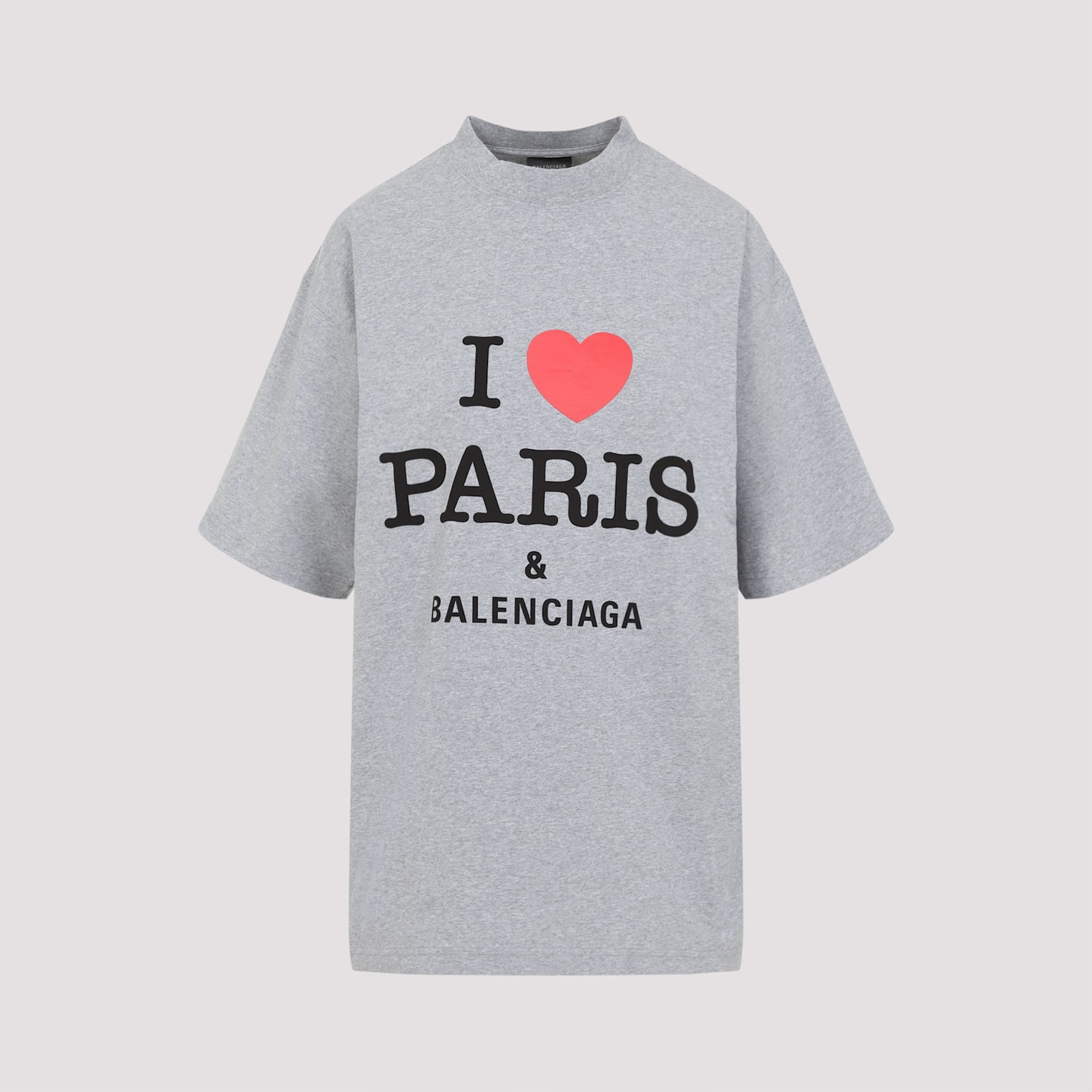 Balenciaga Grey Crewneck T-shirt With Maxi Logo Print On The Front In Cotton Woman In Heather Grey