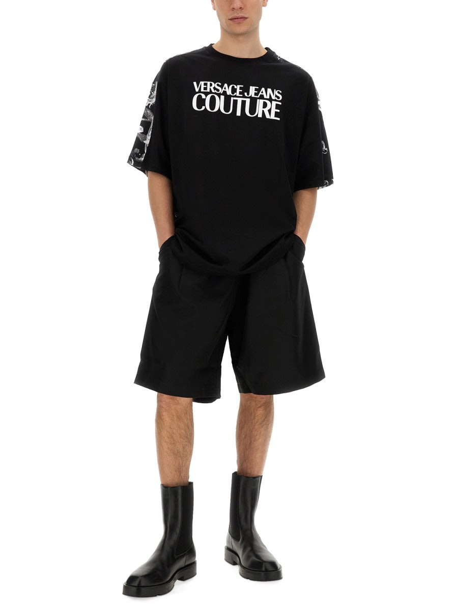 Shop Versace Jeans Couture T-shirt With Logo In Black