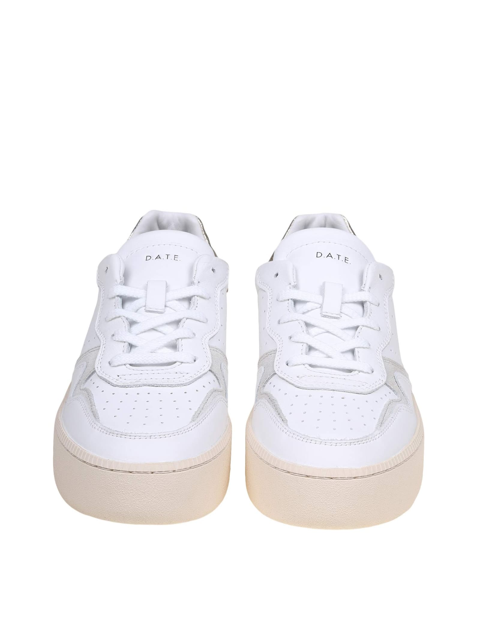 Shop Date Step Sneakers In White Leather In Platinum
