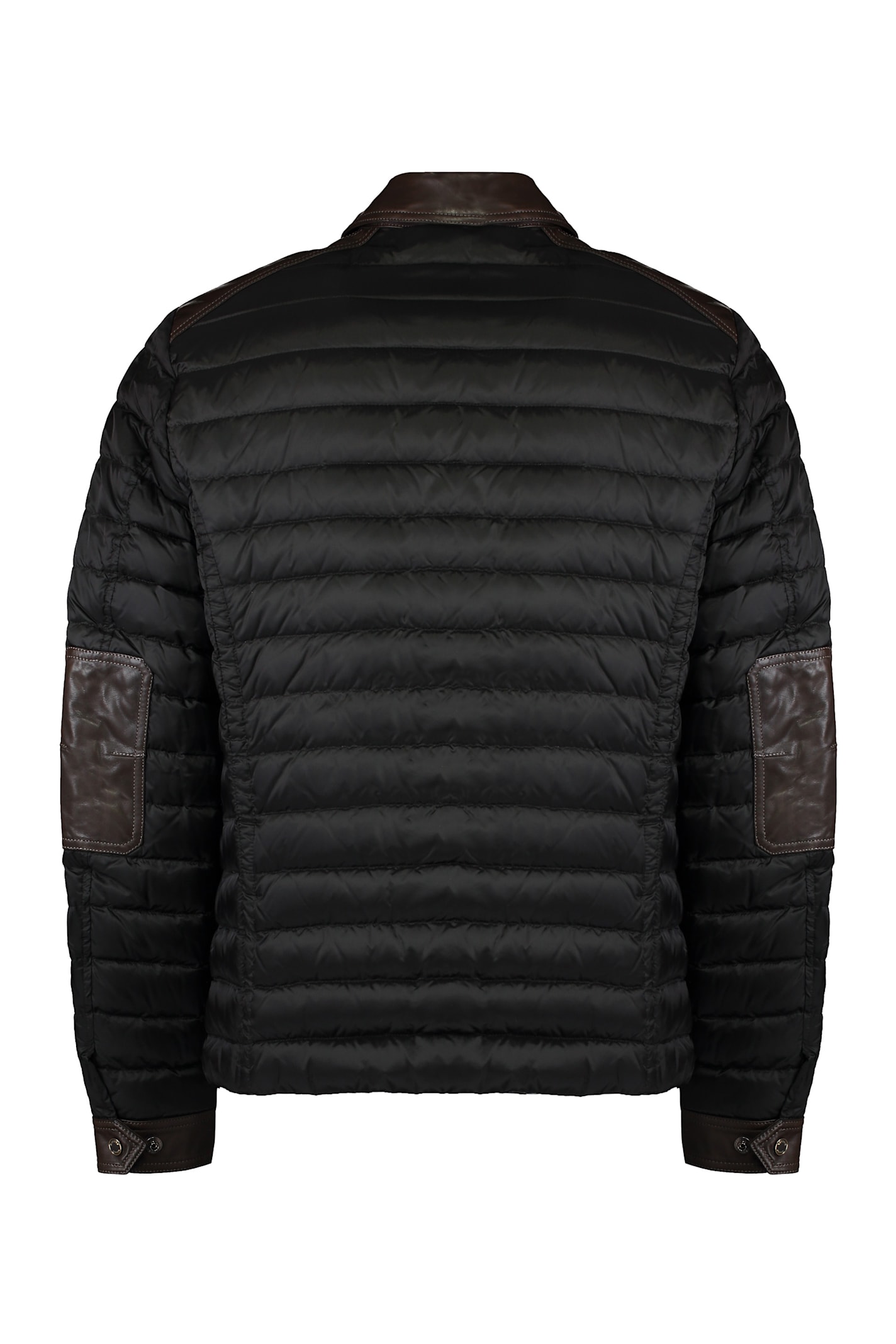 Moorer Crespi Leather Inserts Down Jacket In Brown