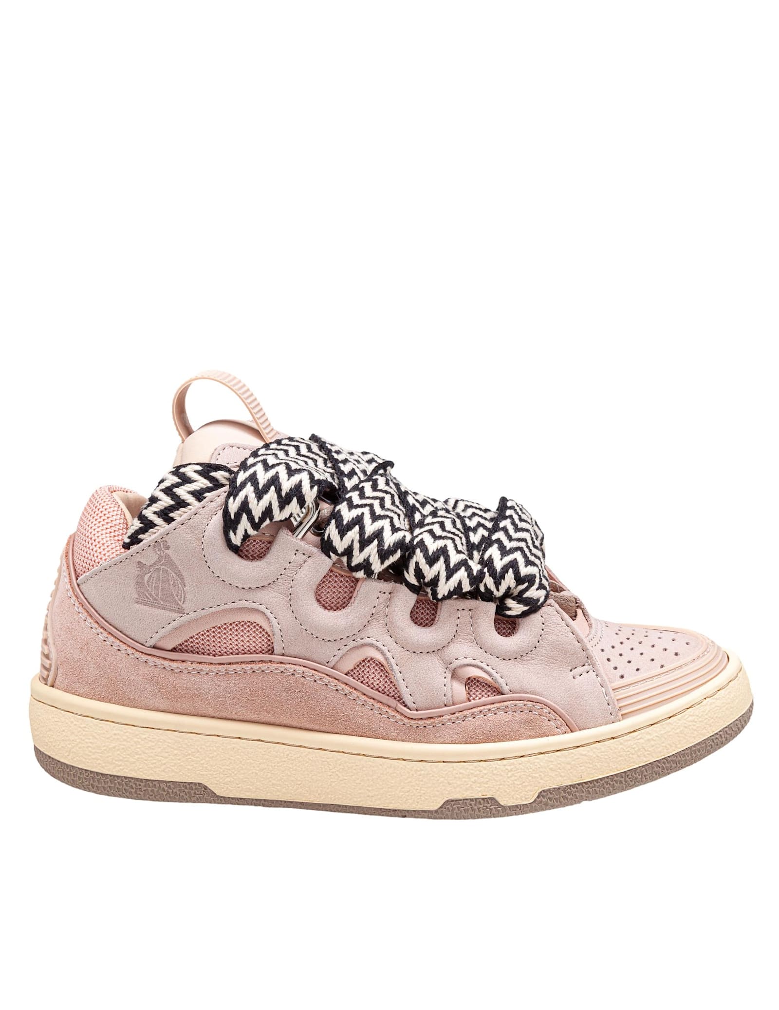 Shop Lanvin Curb Sneakers In White And Pink Leather