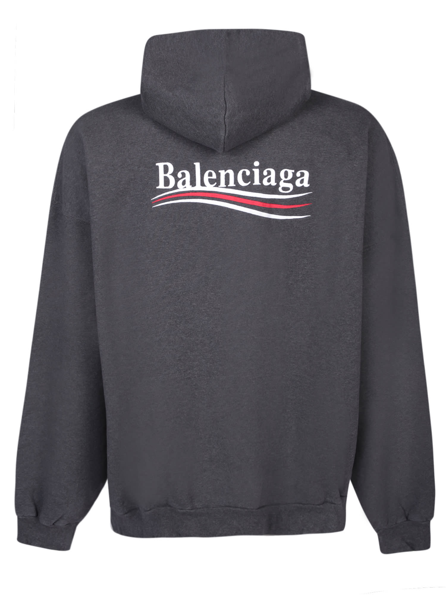 Shop Balenciaga Political Logo Grey Hoodie