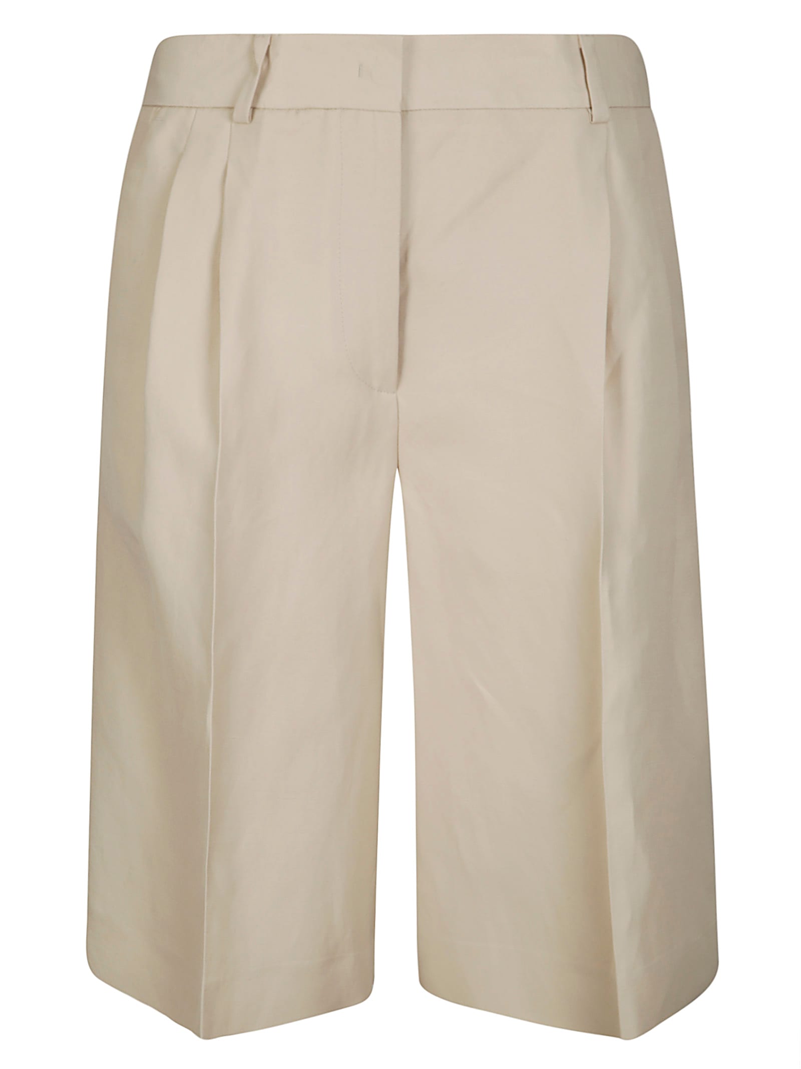 Alberto Biani Soft Linen Blend Shorts With Front Hook In Neutral