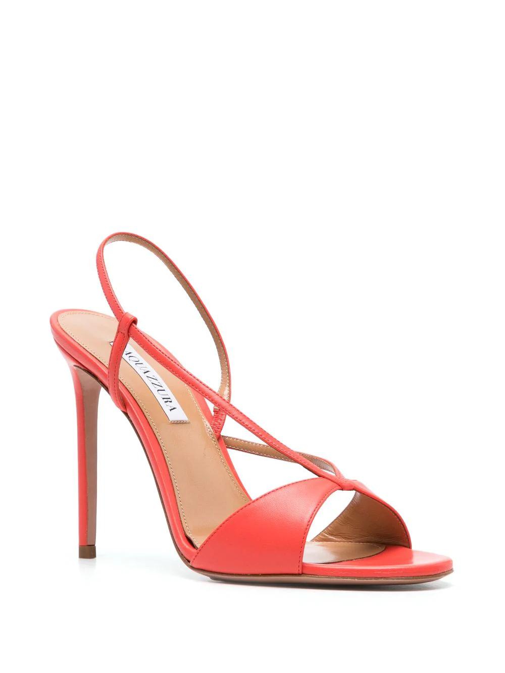 Shop Aquazzura Sognare 105mm Leather Sandals In Red