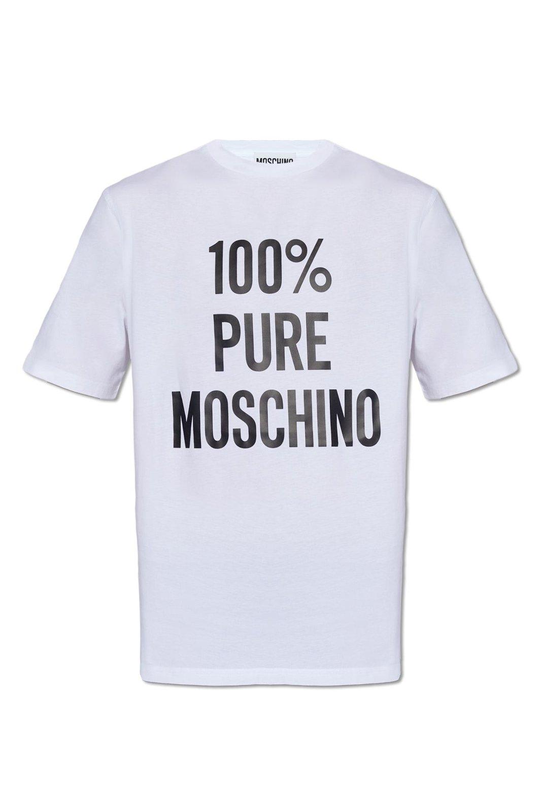 Moschino Slogan Printed Crewneck T-shirt In White