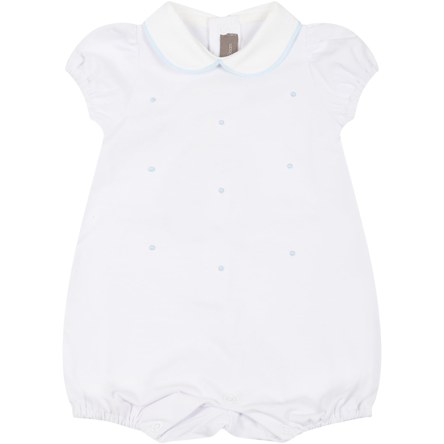 Little Bear White Romper For Baby Boy With Polka-dots