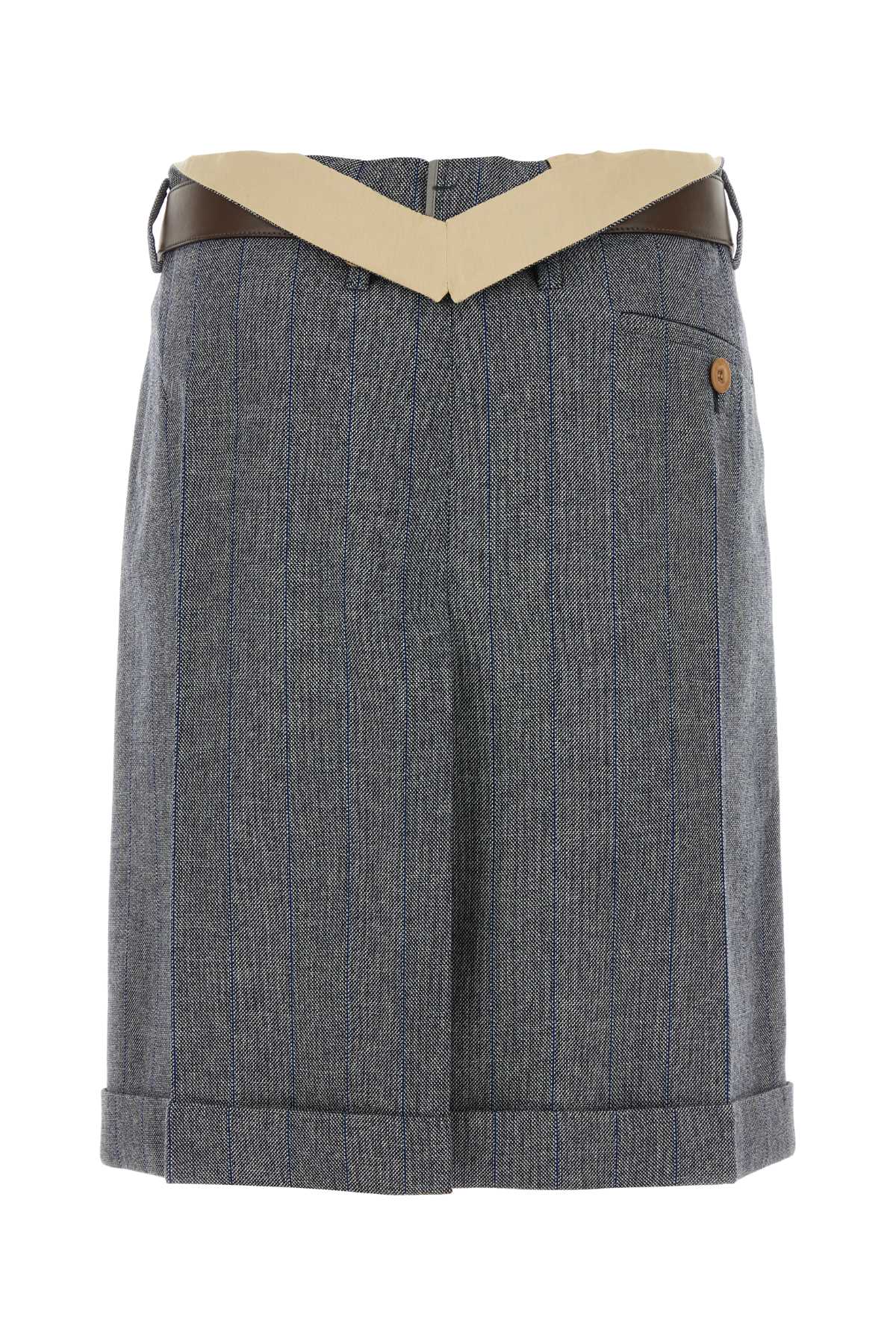 Shop Prada Embroidered Wool Skirt In Antracite