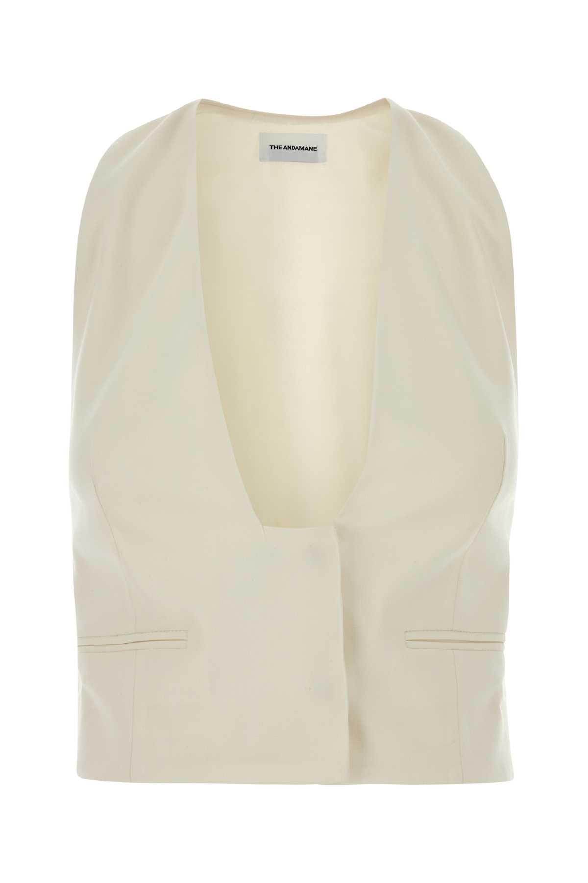 The Andamane Ivory Stretch Gabardine Vest In White