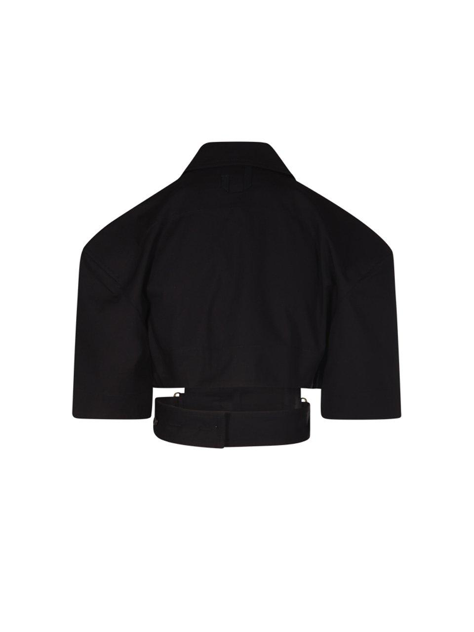 Shop Jacquemus Cut Out Detailed Cropped Shirt In Black