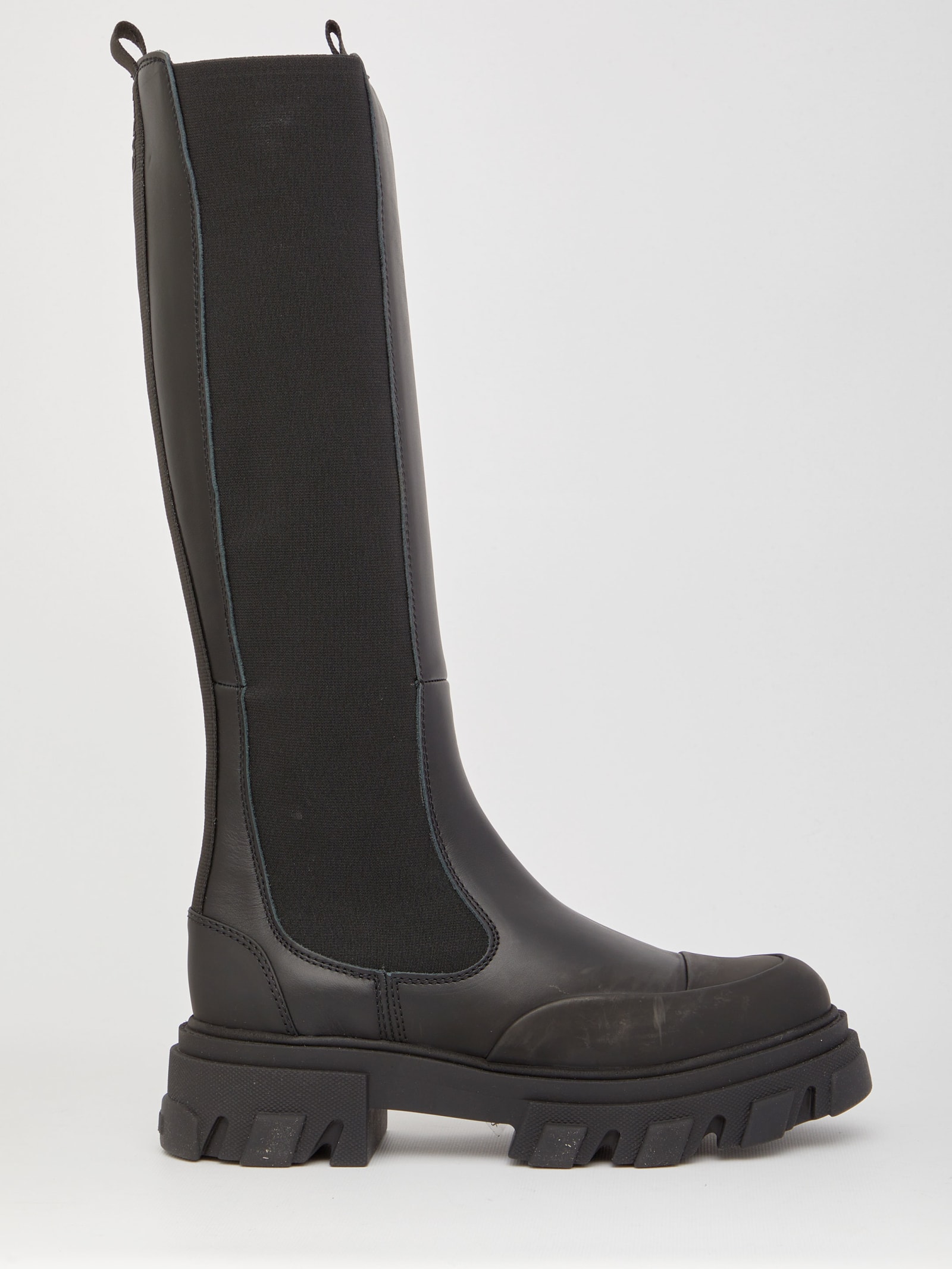 Ganni Black Leather High-boots