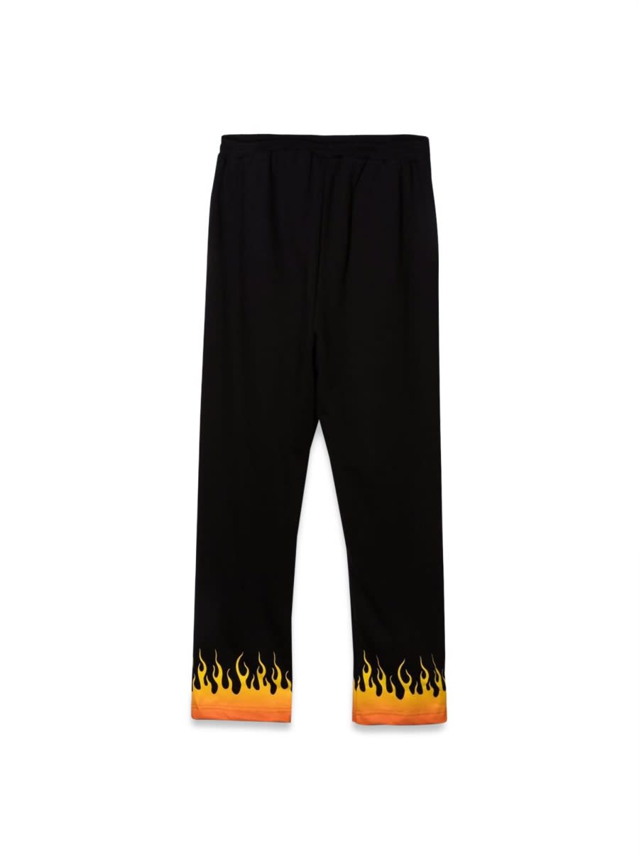 Vision Of Super Black Pants With Red Shaded Flames In Black