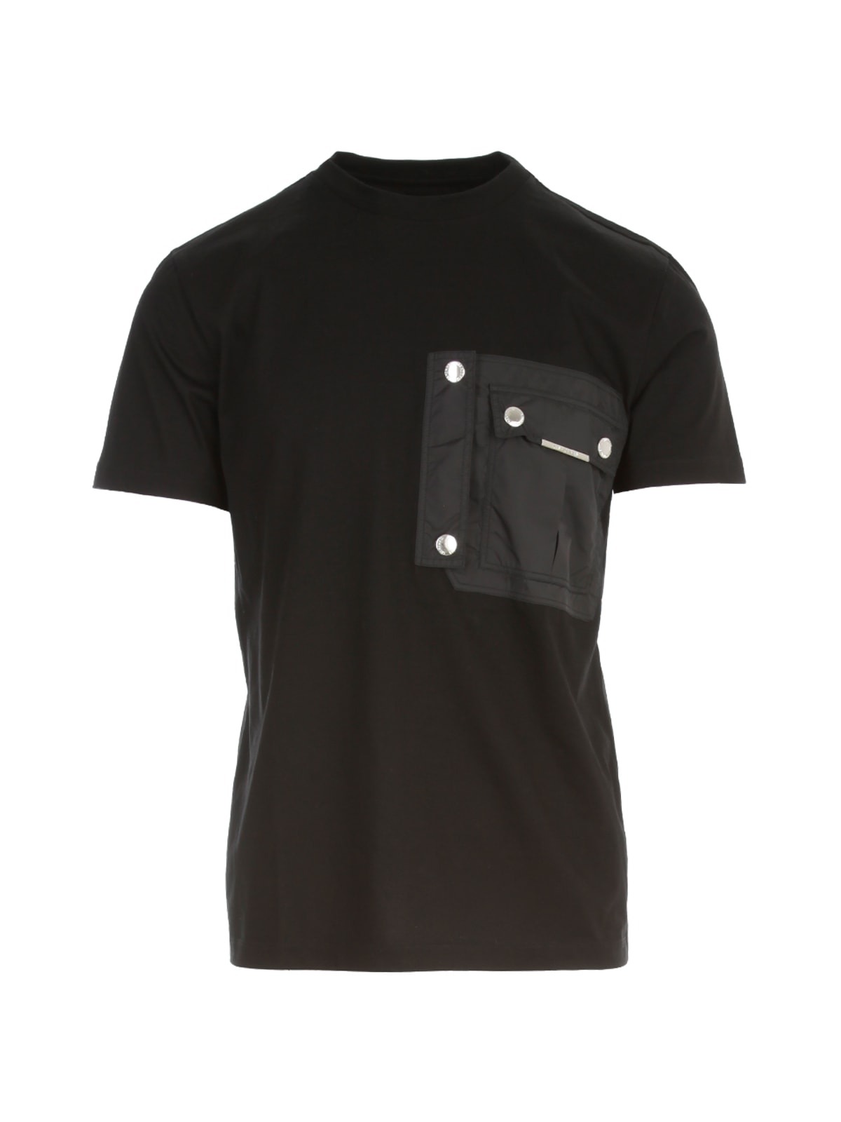 Les Hommes Regular T-shirt W/nylon Zipped Pocket In Black