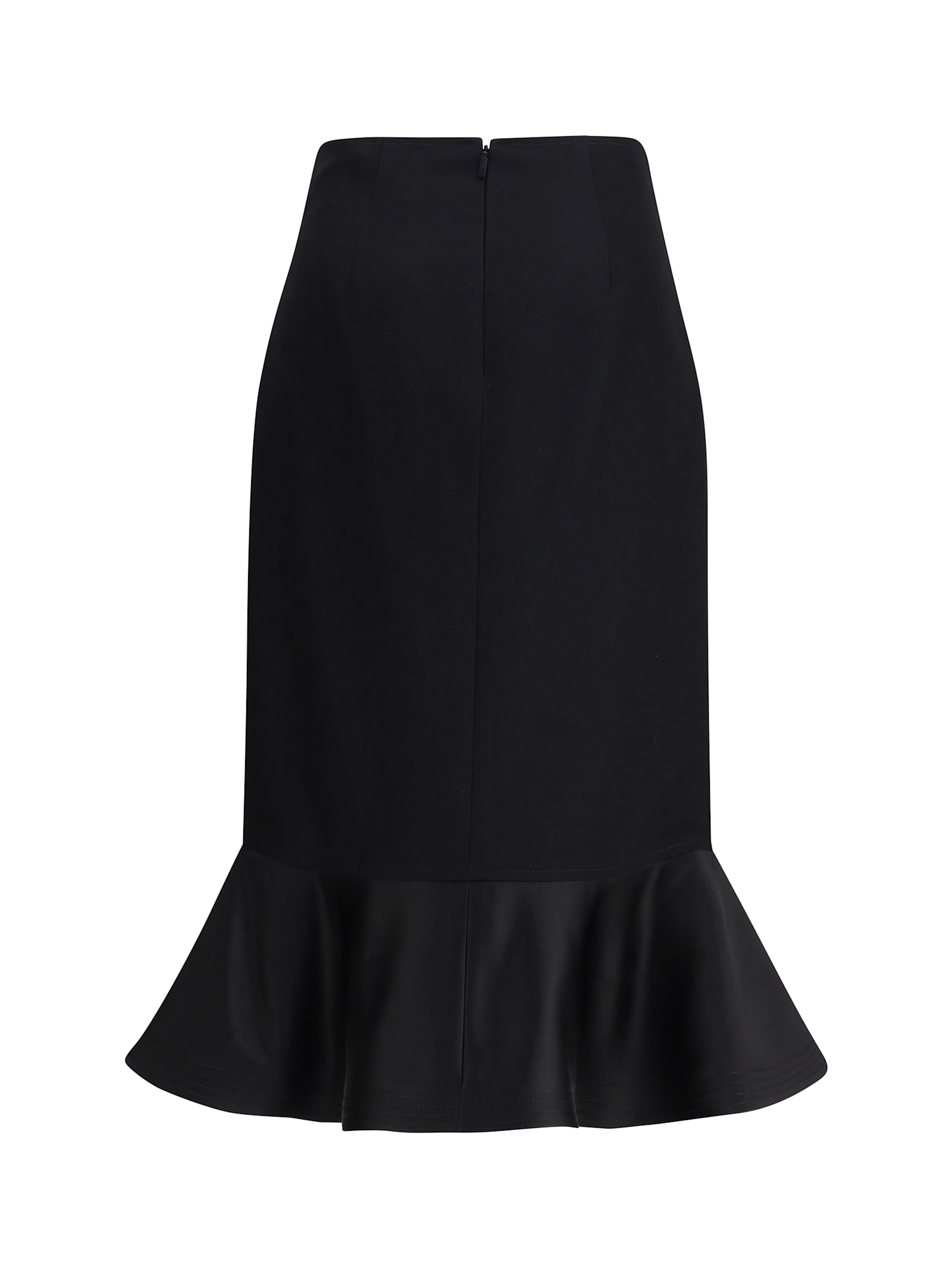 Fendi High-waisted Midi Skirt In Grain De Poudre Wool In Black