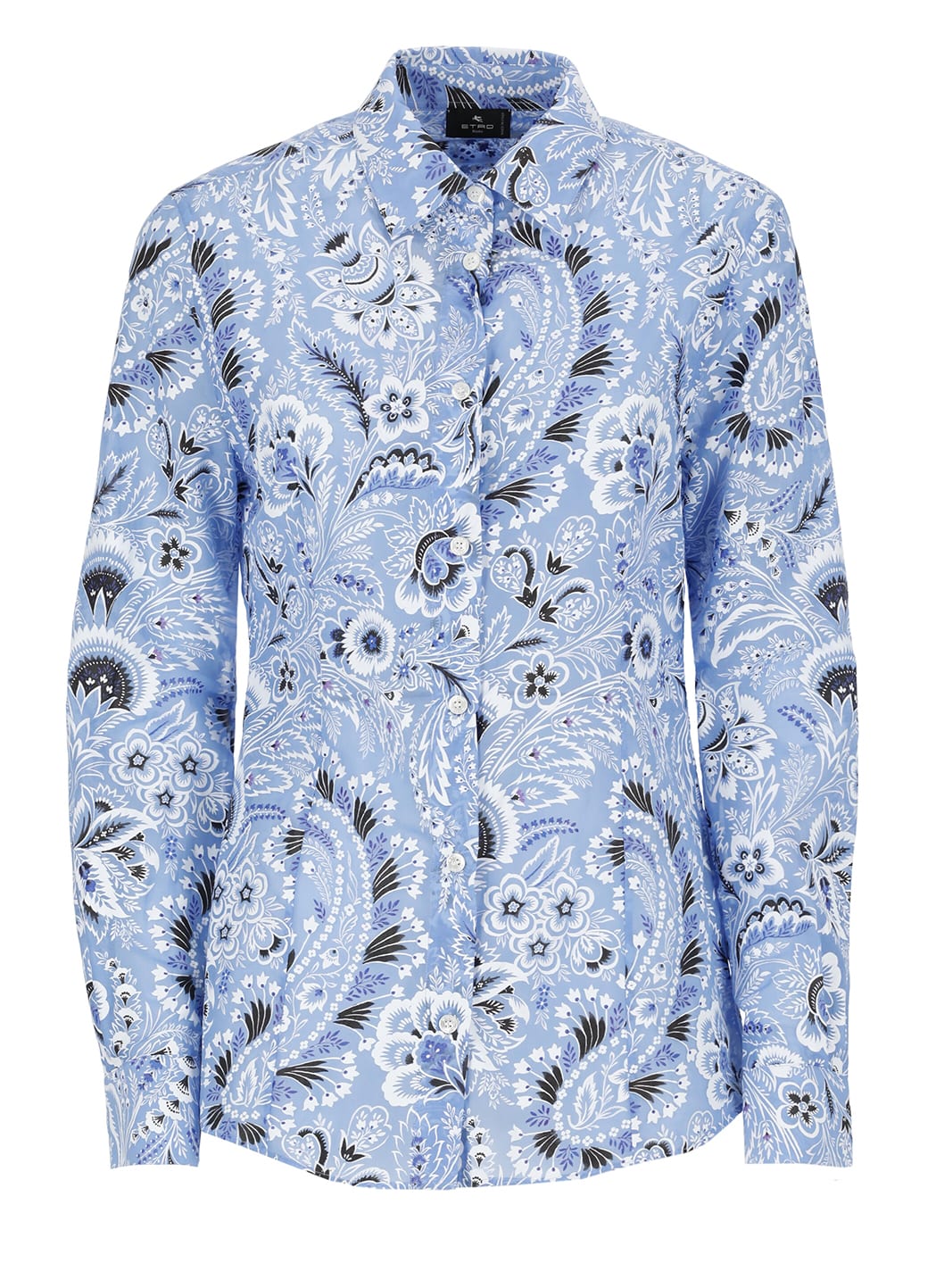 Etro Paisley-print Cotton Blend Shirt In Light Blue