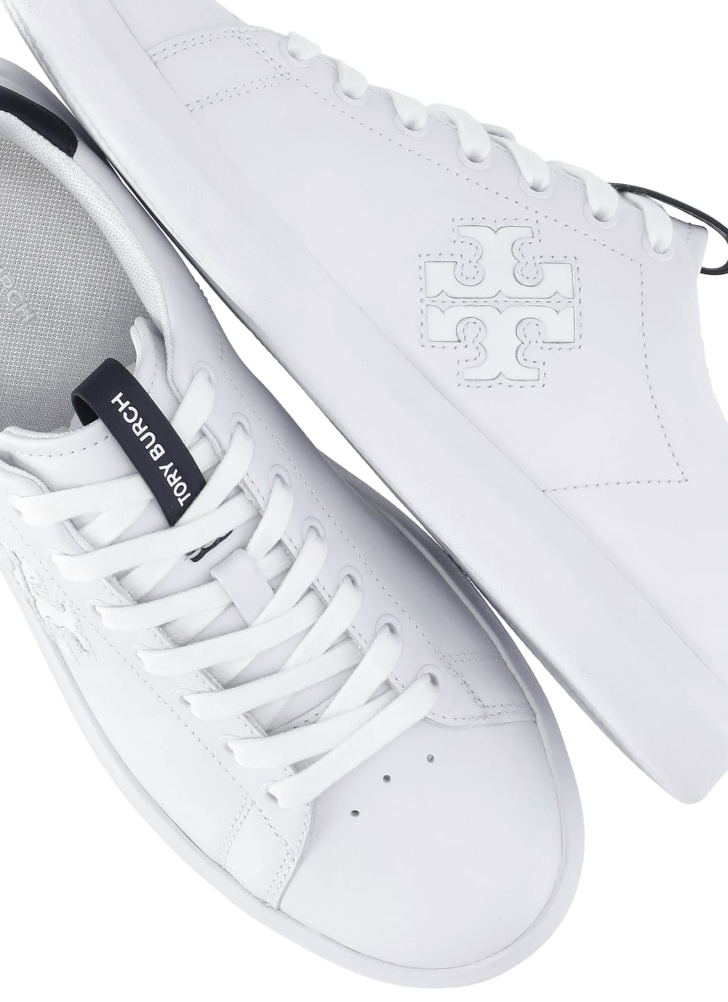 Tory Burch Double T Howell Low-top Leather Sneakers In White