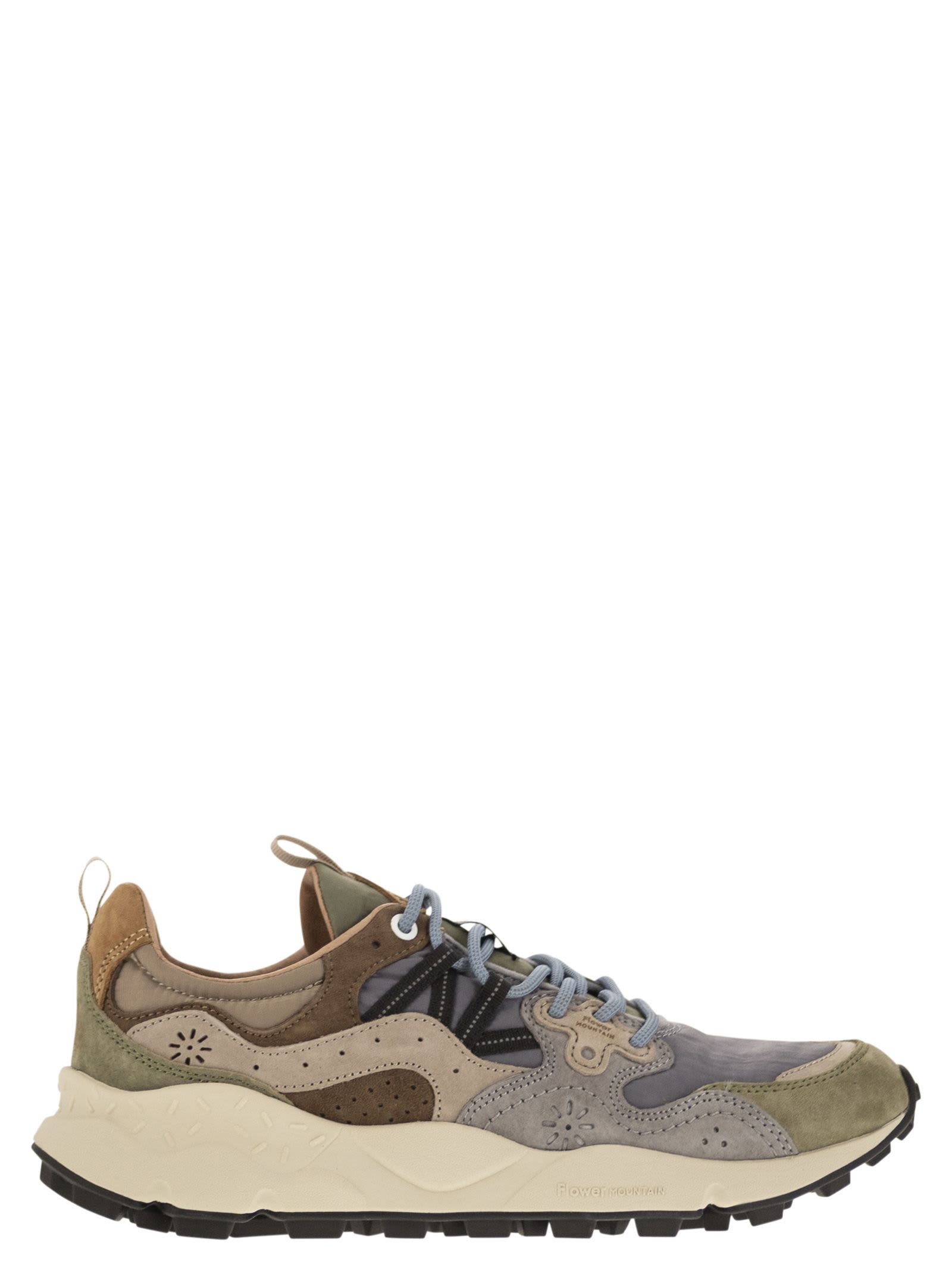 Shop Flower Mountain Yamano 3 - Sneakers In Suede And Technical Fabric In Grey