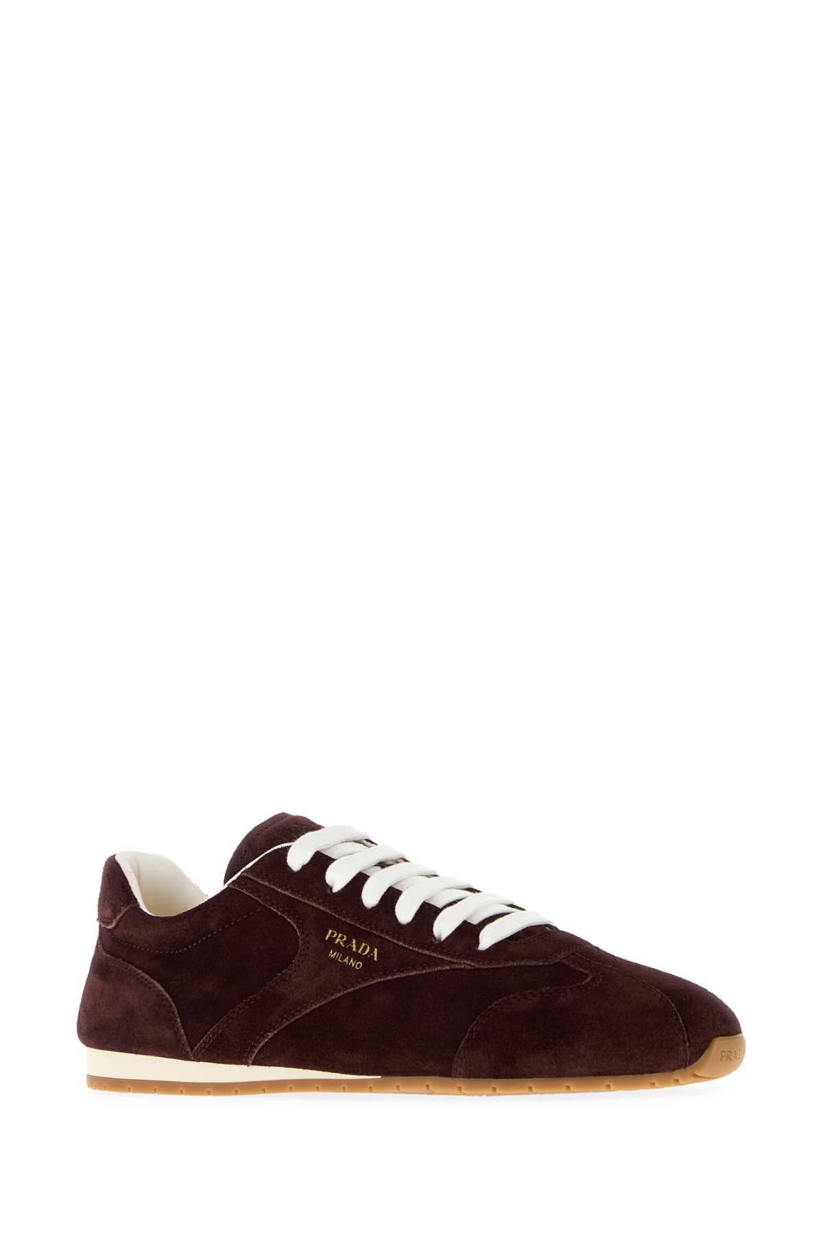 Prada Suede Sneakers Rubber Sole In Burgundy
