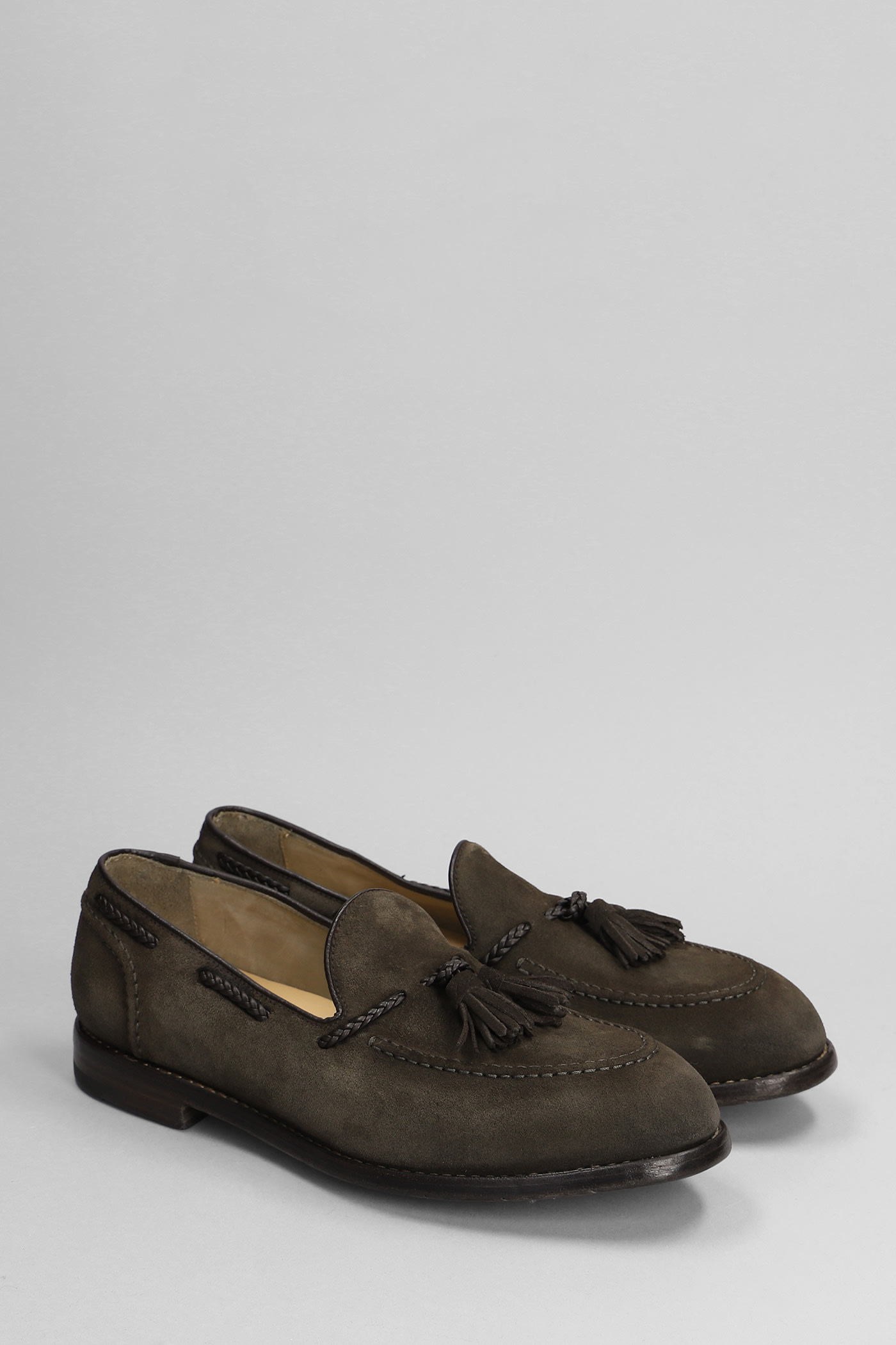 Shop Premiata Loafers In Green Suede