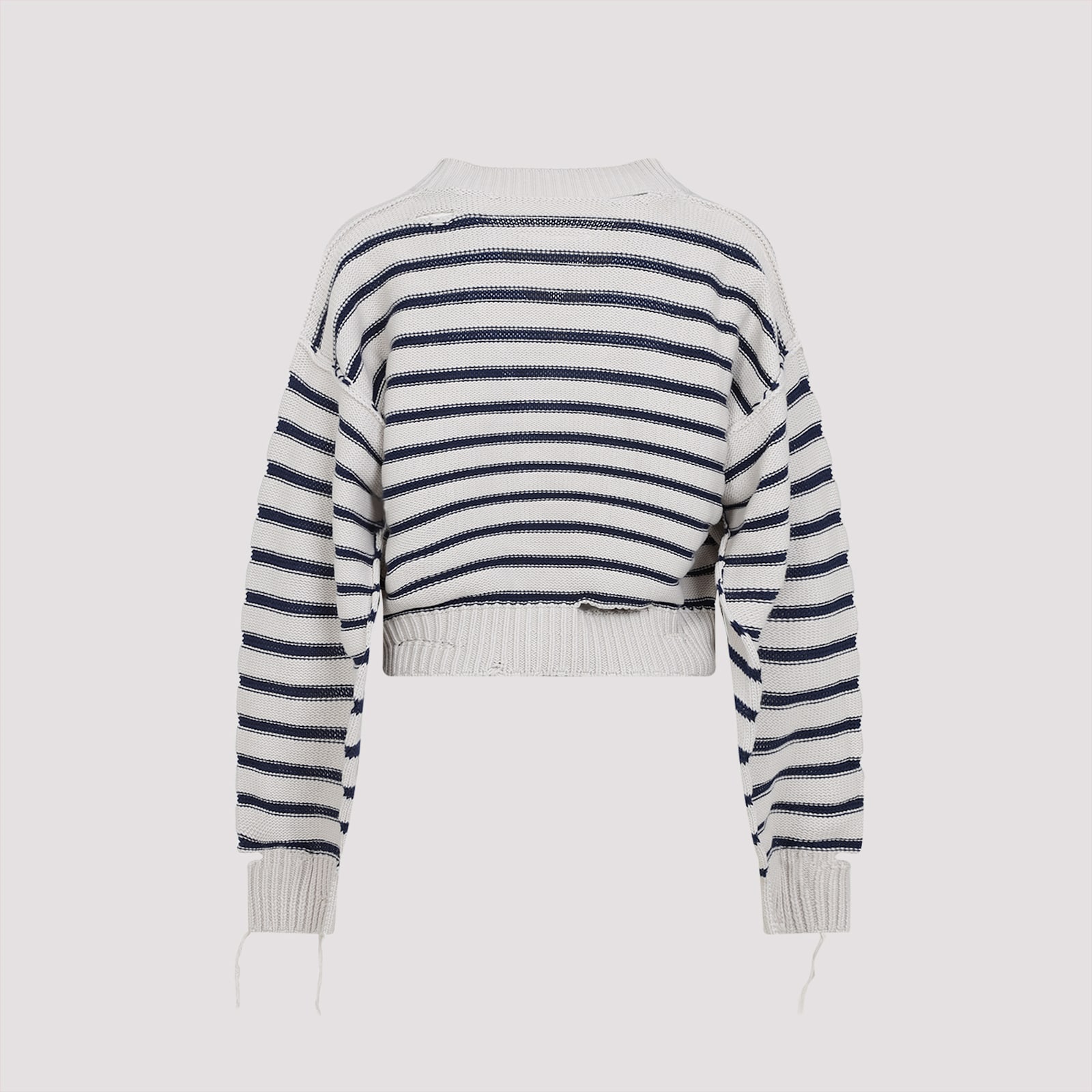 Mm6 Maison Margiela Mm6 By Maison Margiela Chalk White Cotton Cardigan In Chalk Navy
